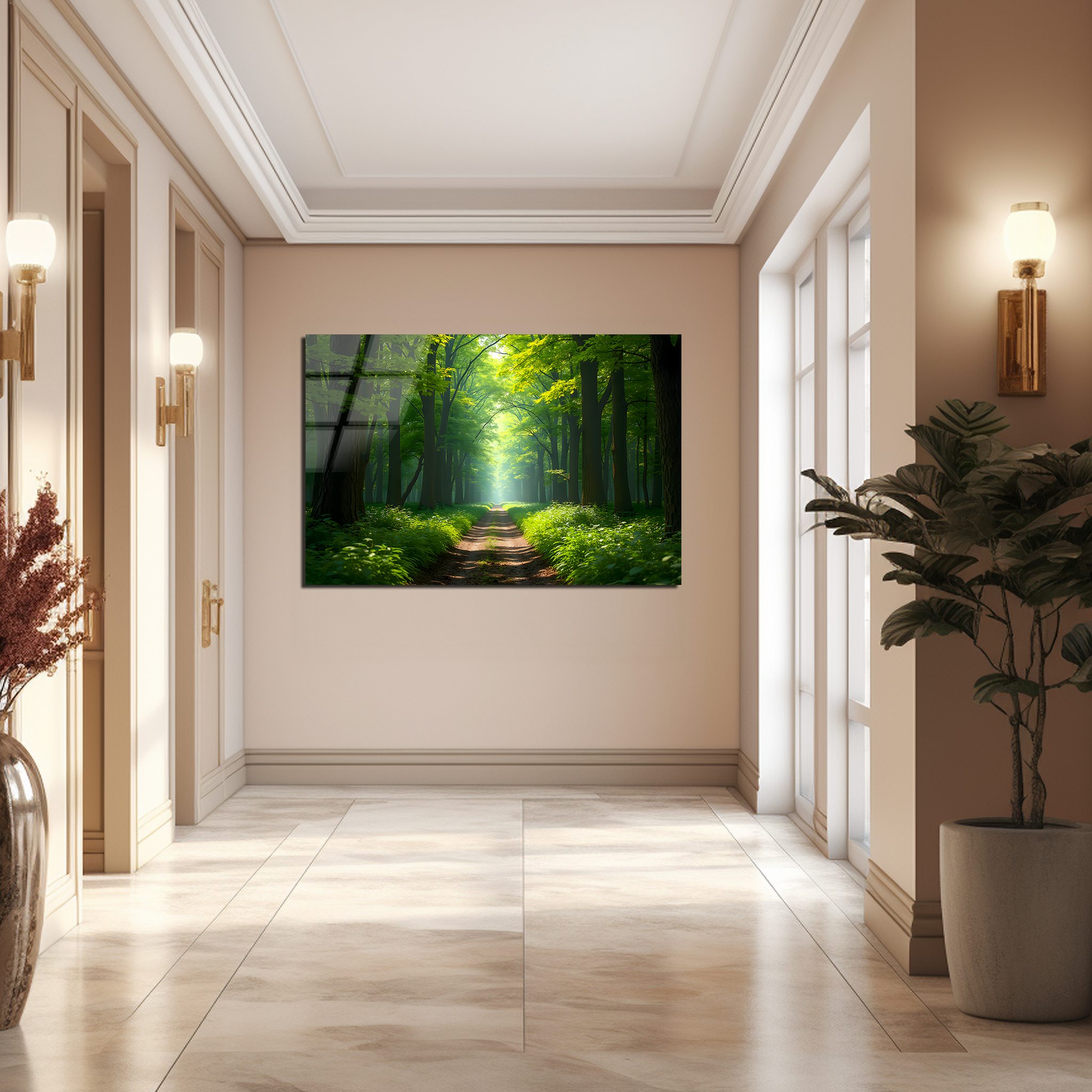 Green Forest Passage | Premium HD Metal Wall Art