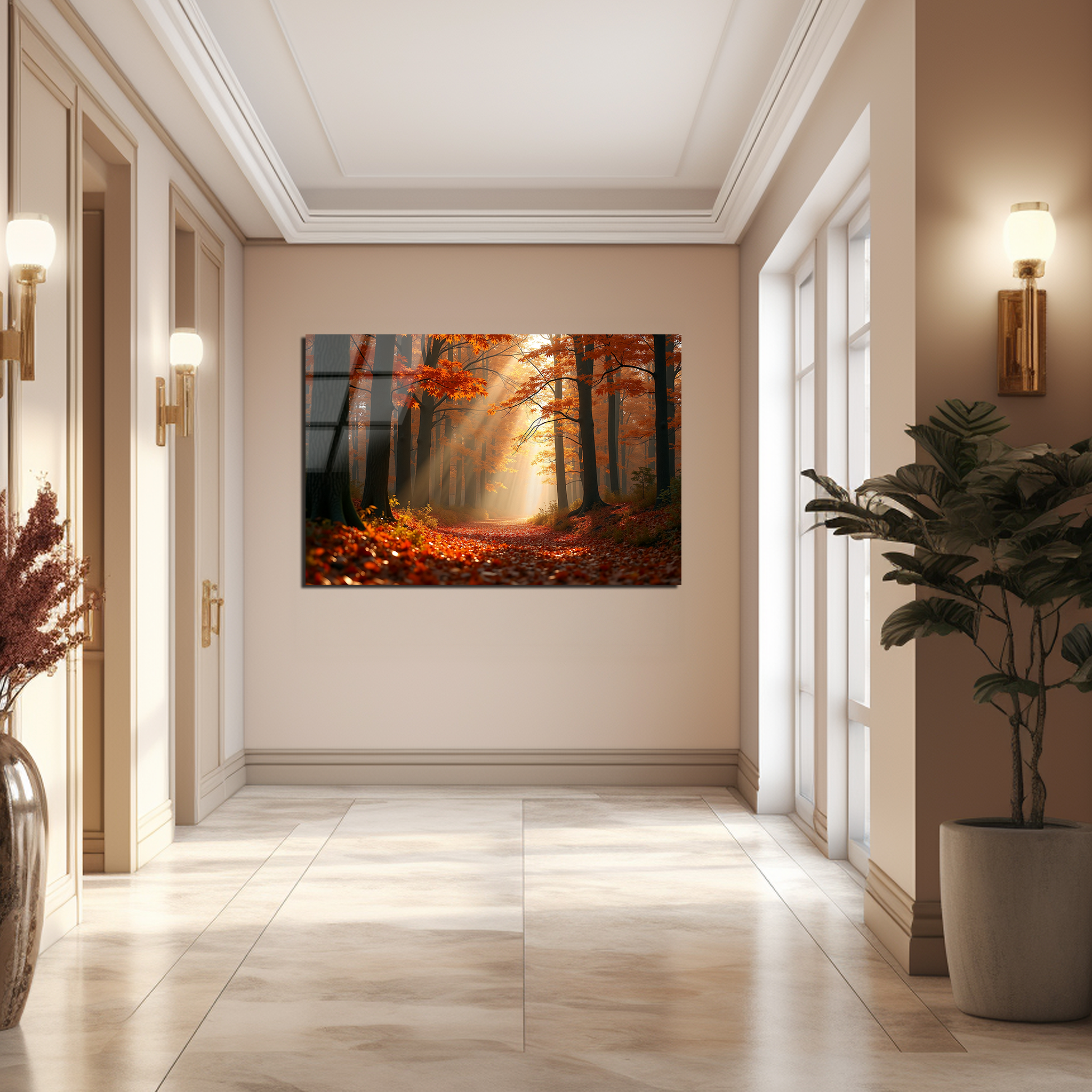 Autumn Forest Alley | Premium HD Metal Wall Art