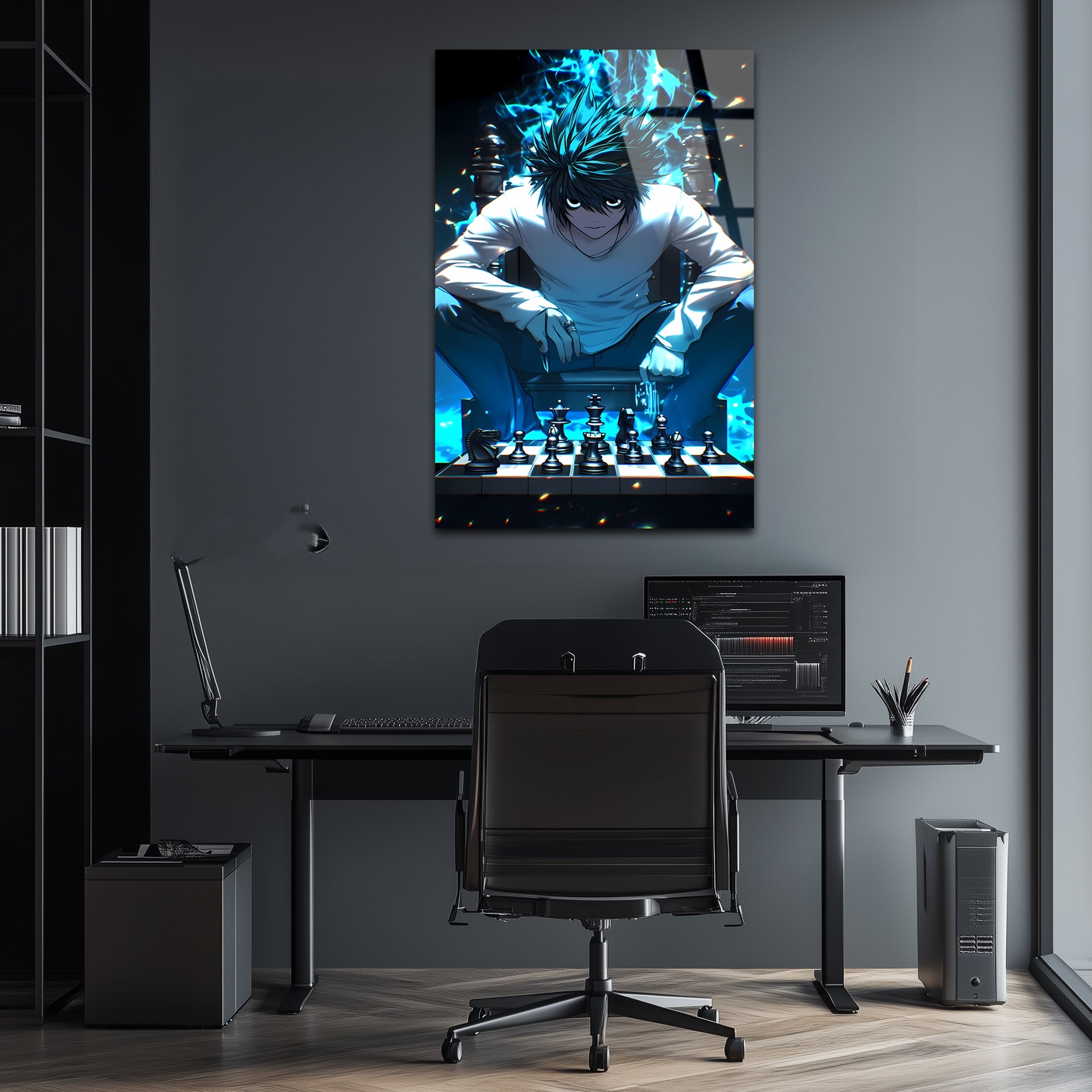 L : The Master of the Silent Game | Premium HD Metal Wall Art