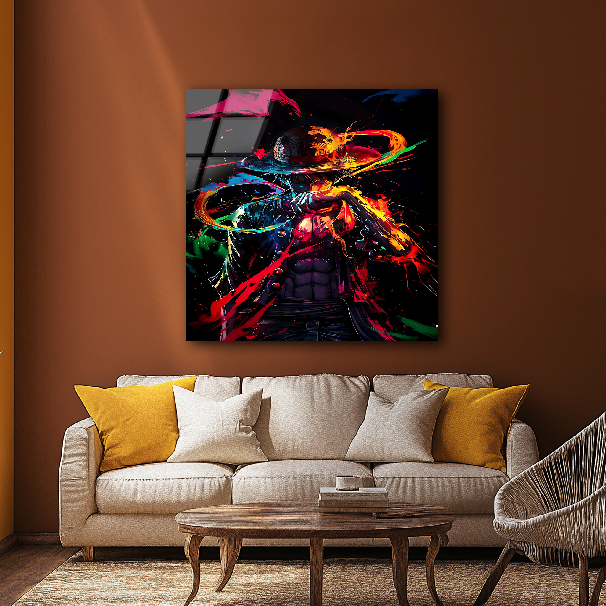Luffy: Unleashing the Colors of Freedom | Premium HD Metal Wall Art