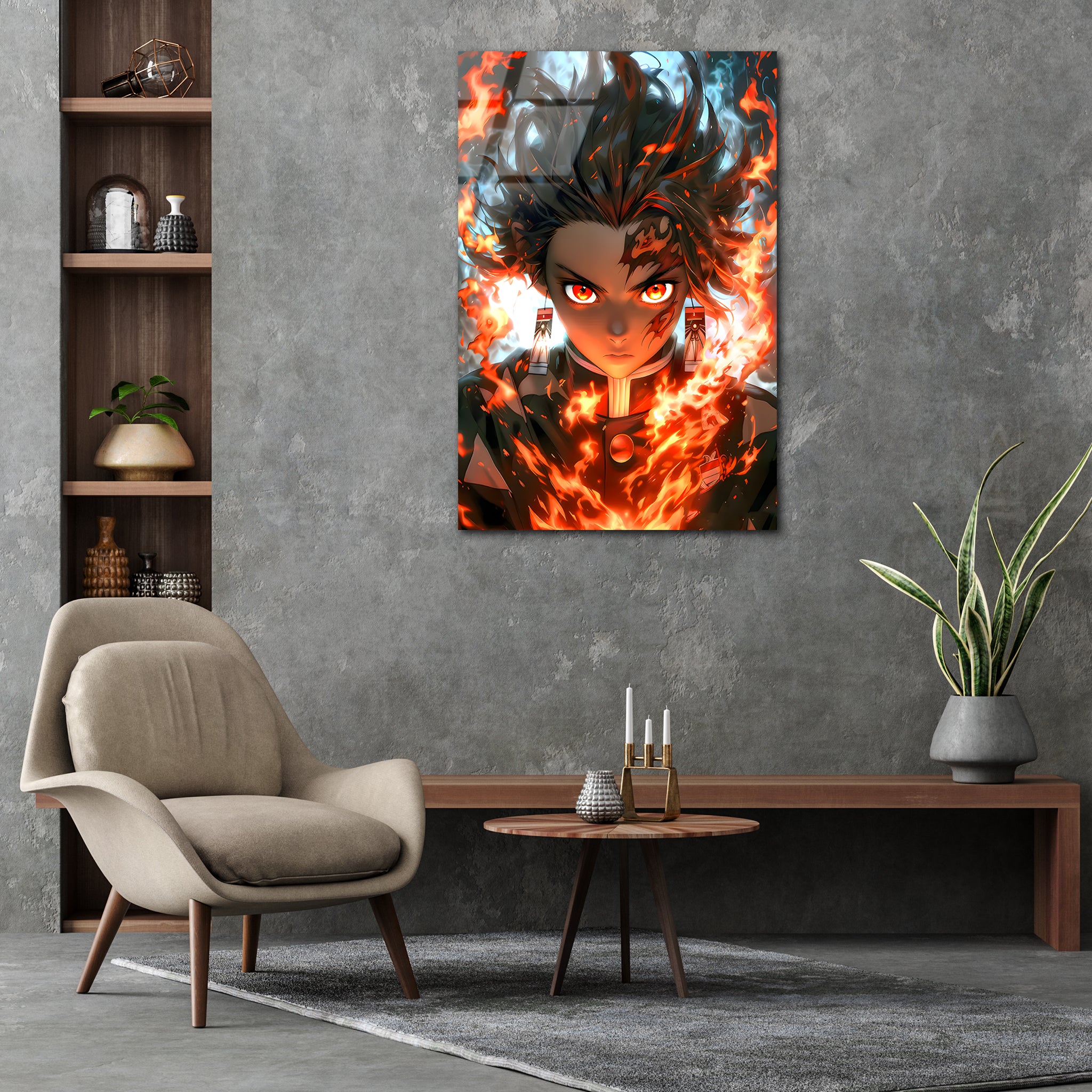 Tanjiro : Flames of Resolve | Premium HD Metal Wall Art