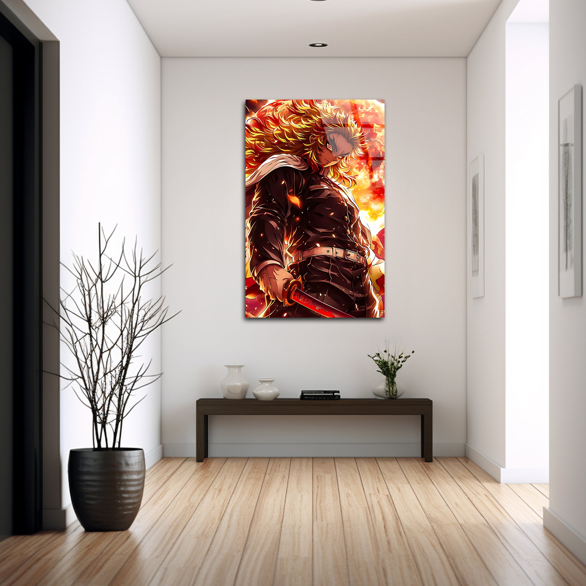 Rengoku: The Flame Hashira’s Resolve | Premium HD Metal Wall Art