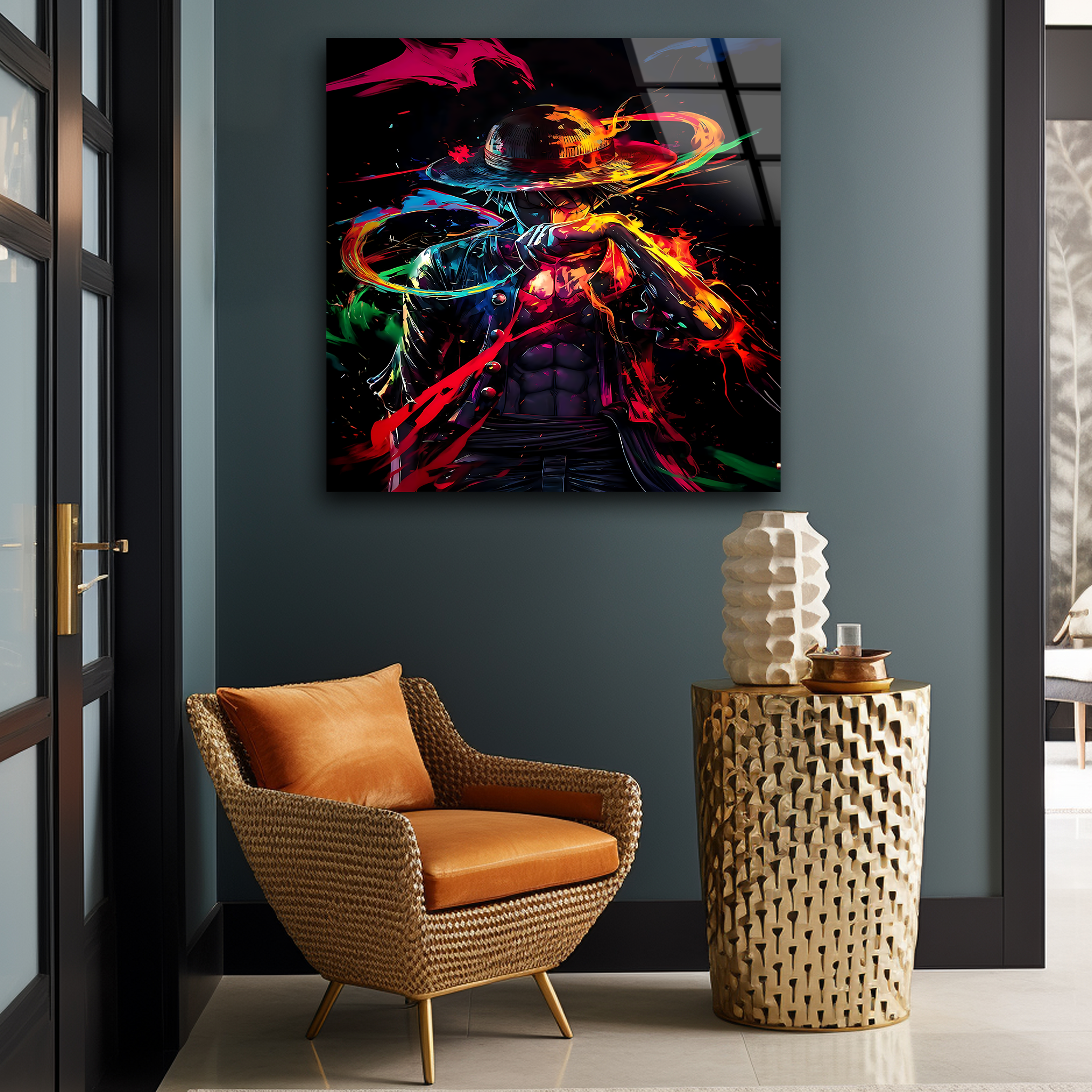 Luffy: Unleashing the Colors of Freedom | Premium HD Metal Wall Art