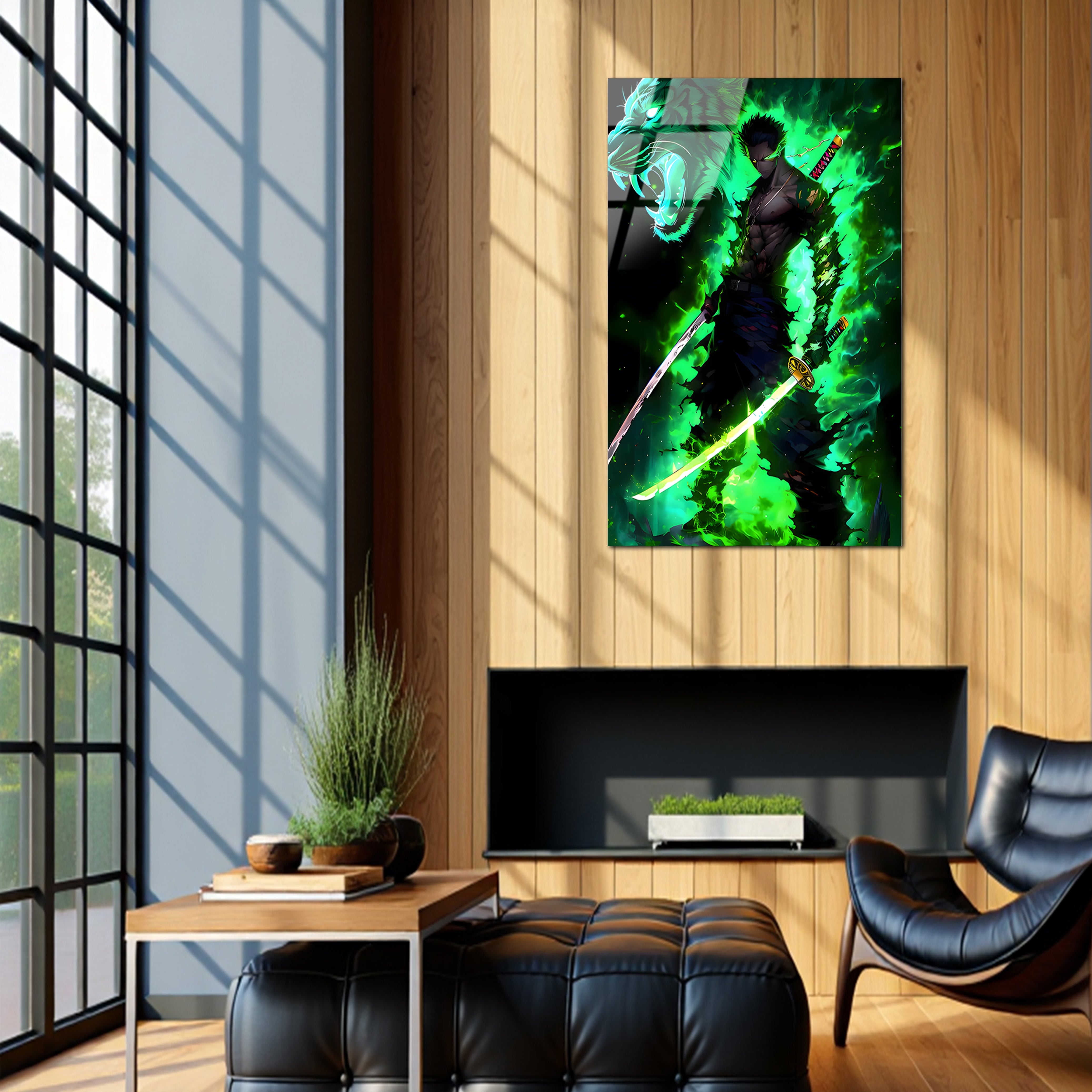 Zoro: The Cursed Blade of the Emerald Flame| Premium HD Metal Wall Art