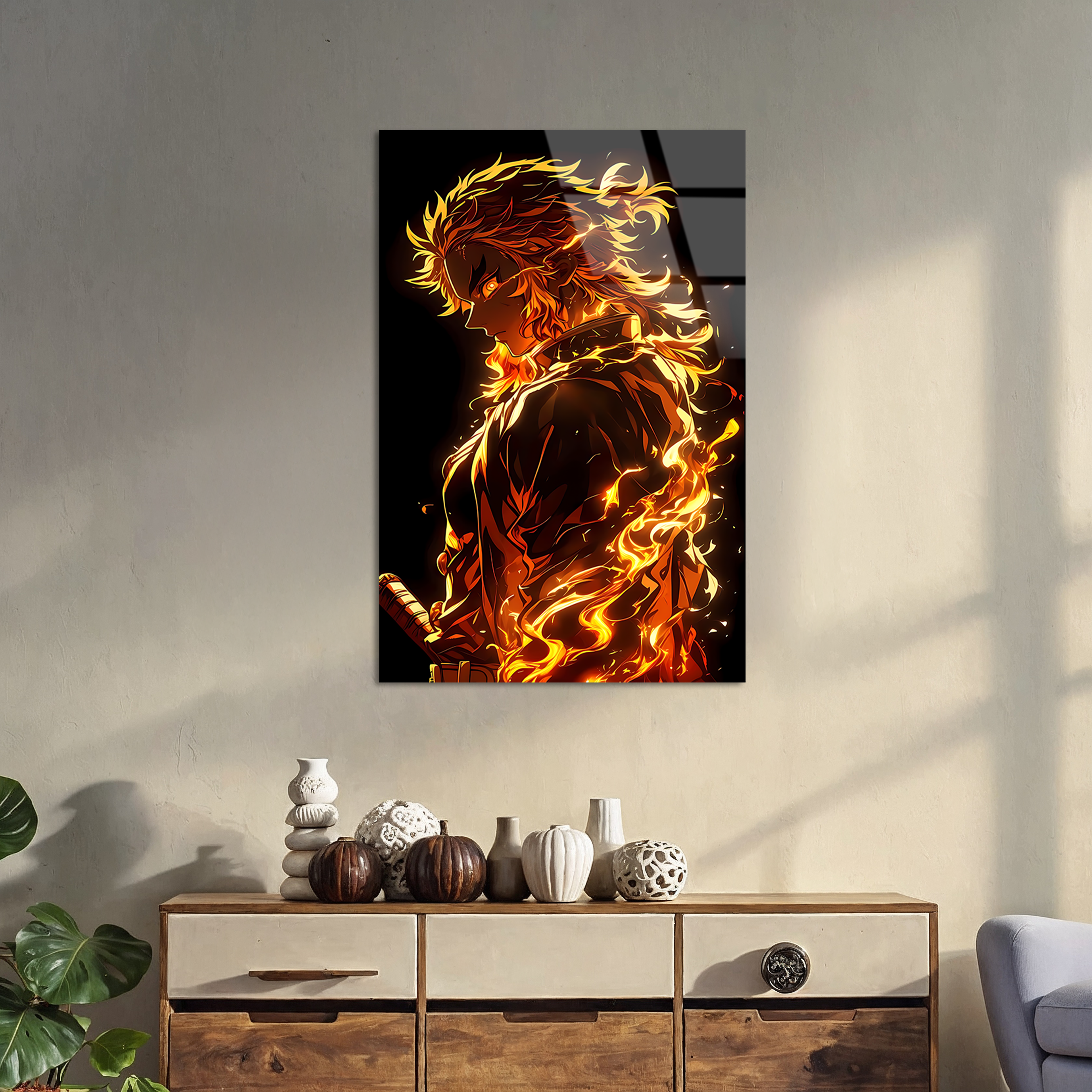 Rengoku: The Blazing Pillar of Flame | Premium HD Metal Wall Art