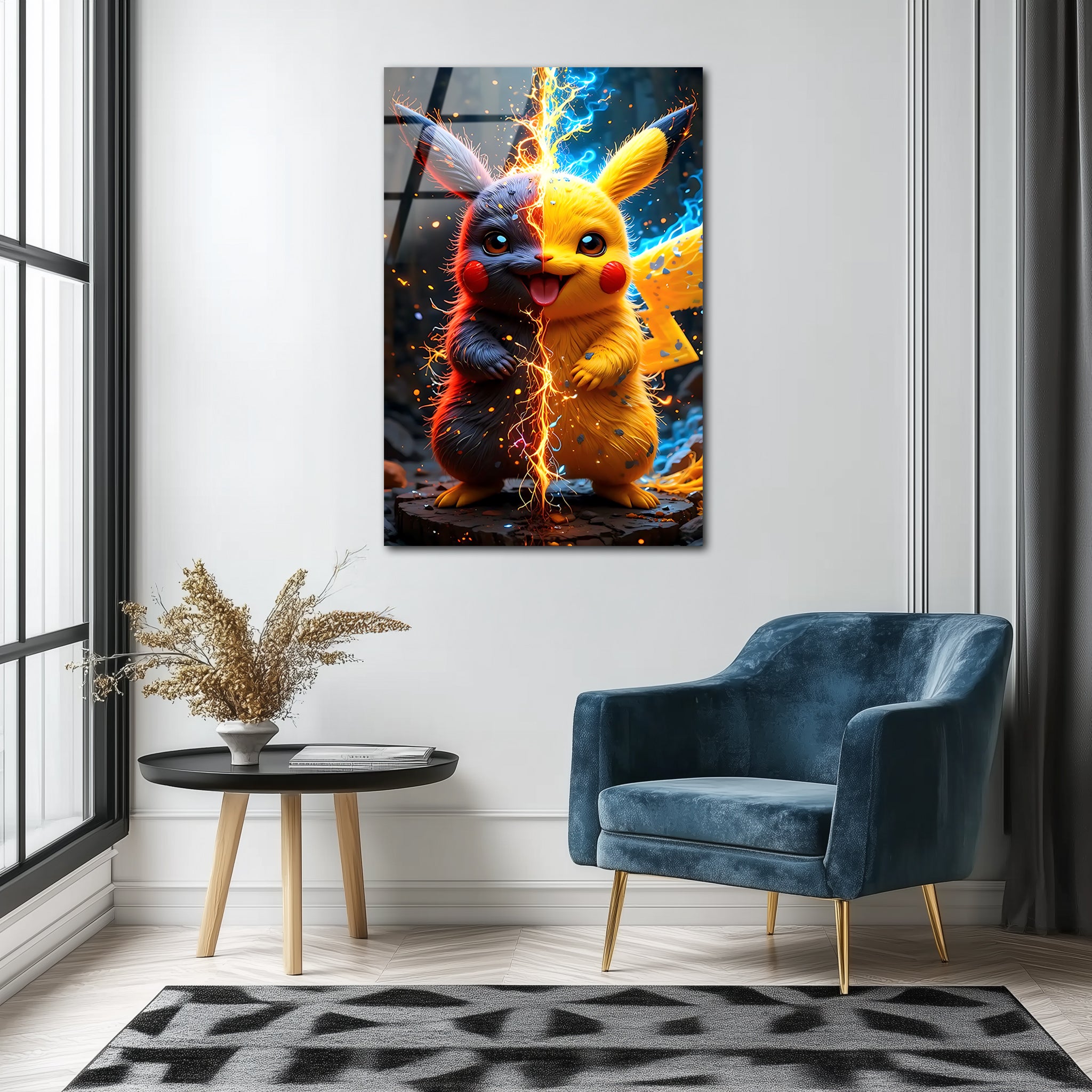 Pikachu: Duality of Thunder and Shadow | Premium HD Metal Wall Art