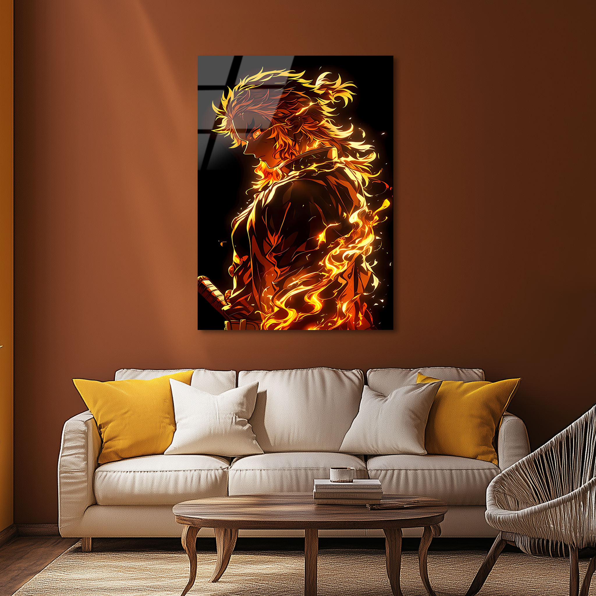 Rengoku: The Blazing Pillar of Flame | Premium HD Metal Wall Art