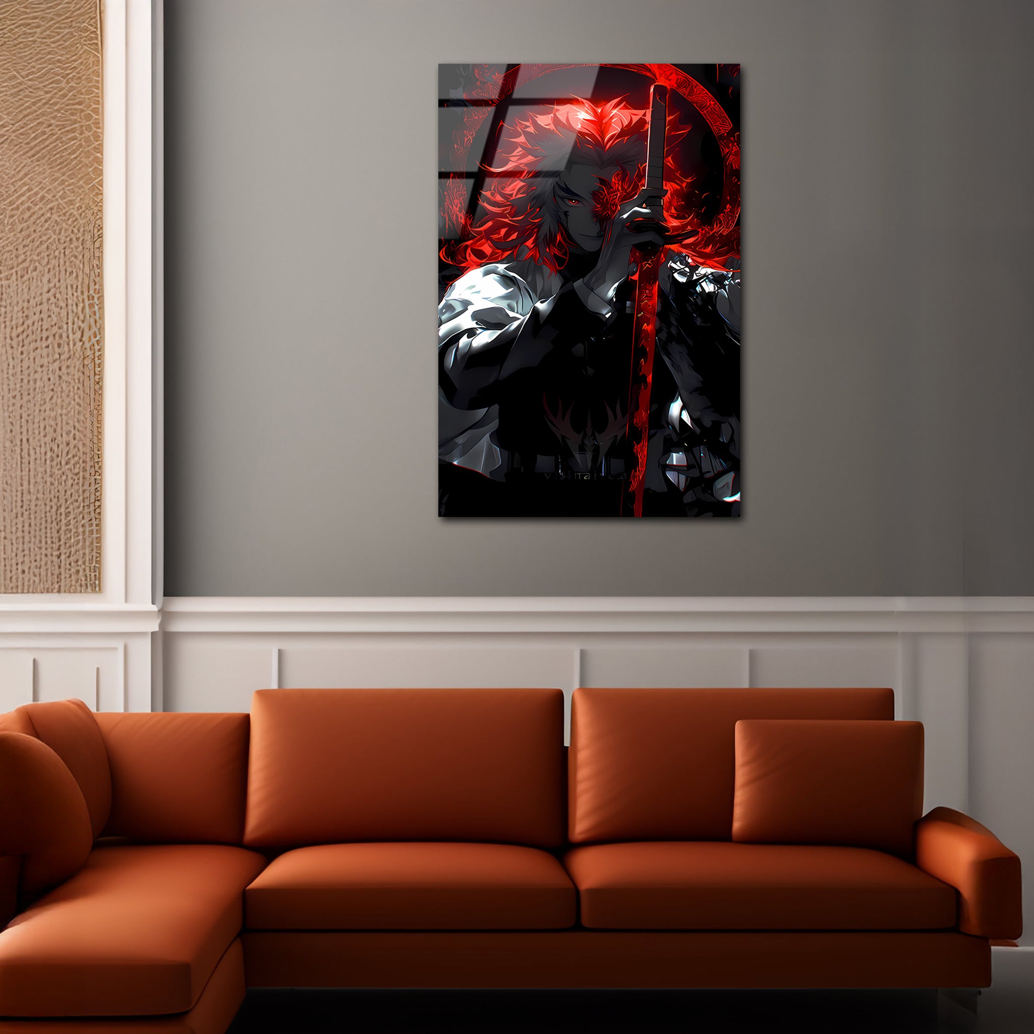 Rengoku: Flame Hashira of Unyielding Resolve | Premium HD Metal Wall Art