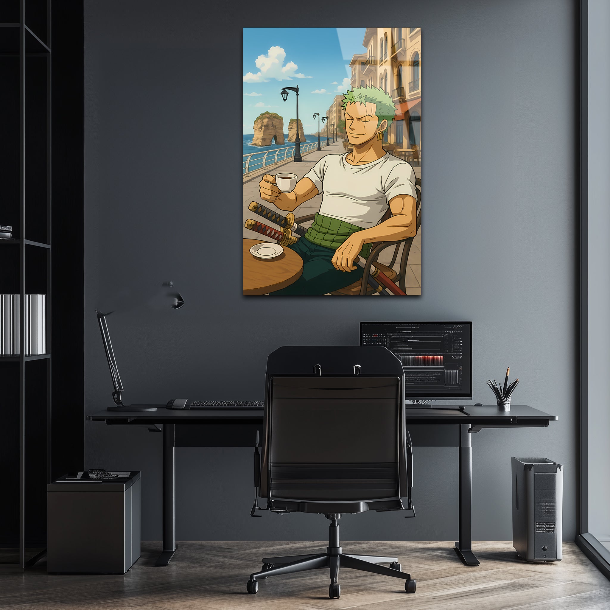 Zoro: The Swordsman’s Calm in Beirut | Premium HD Metal Wall Art