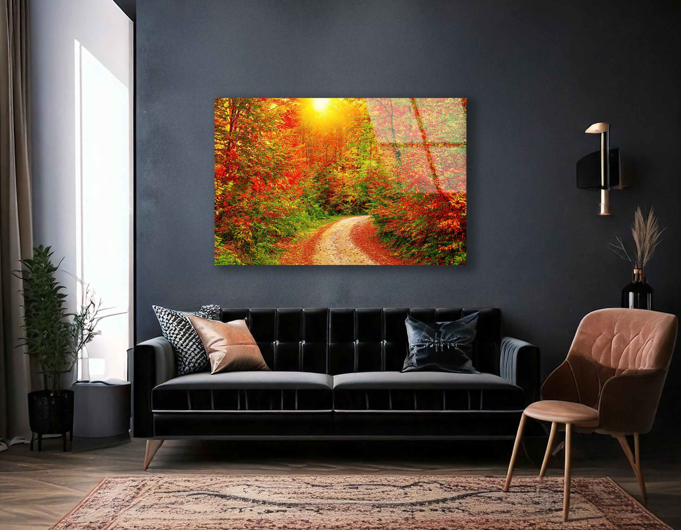 Autumn Forest Path | Premium HD Metal Wall Art - DezignArt