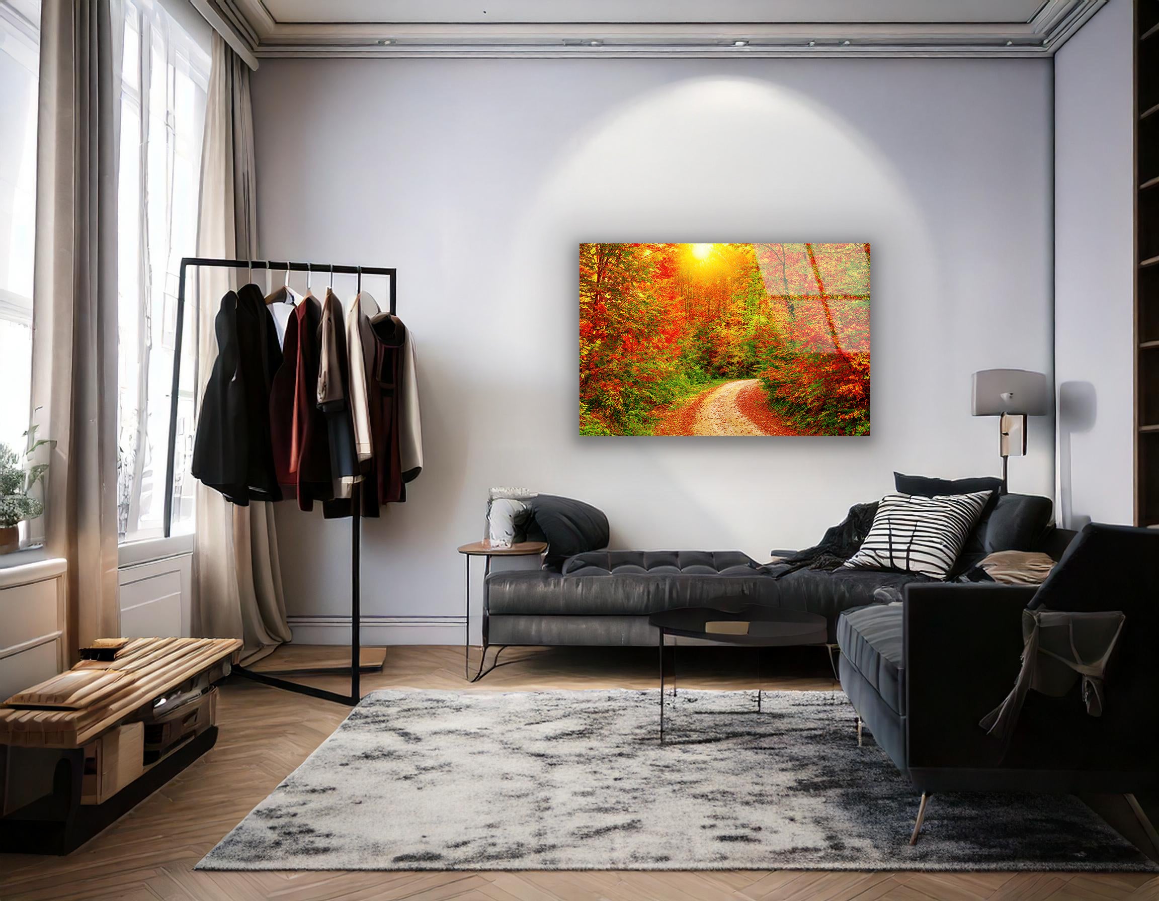 Autumn Forest Path | Premium HD Metal Wall Art - DezignArt