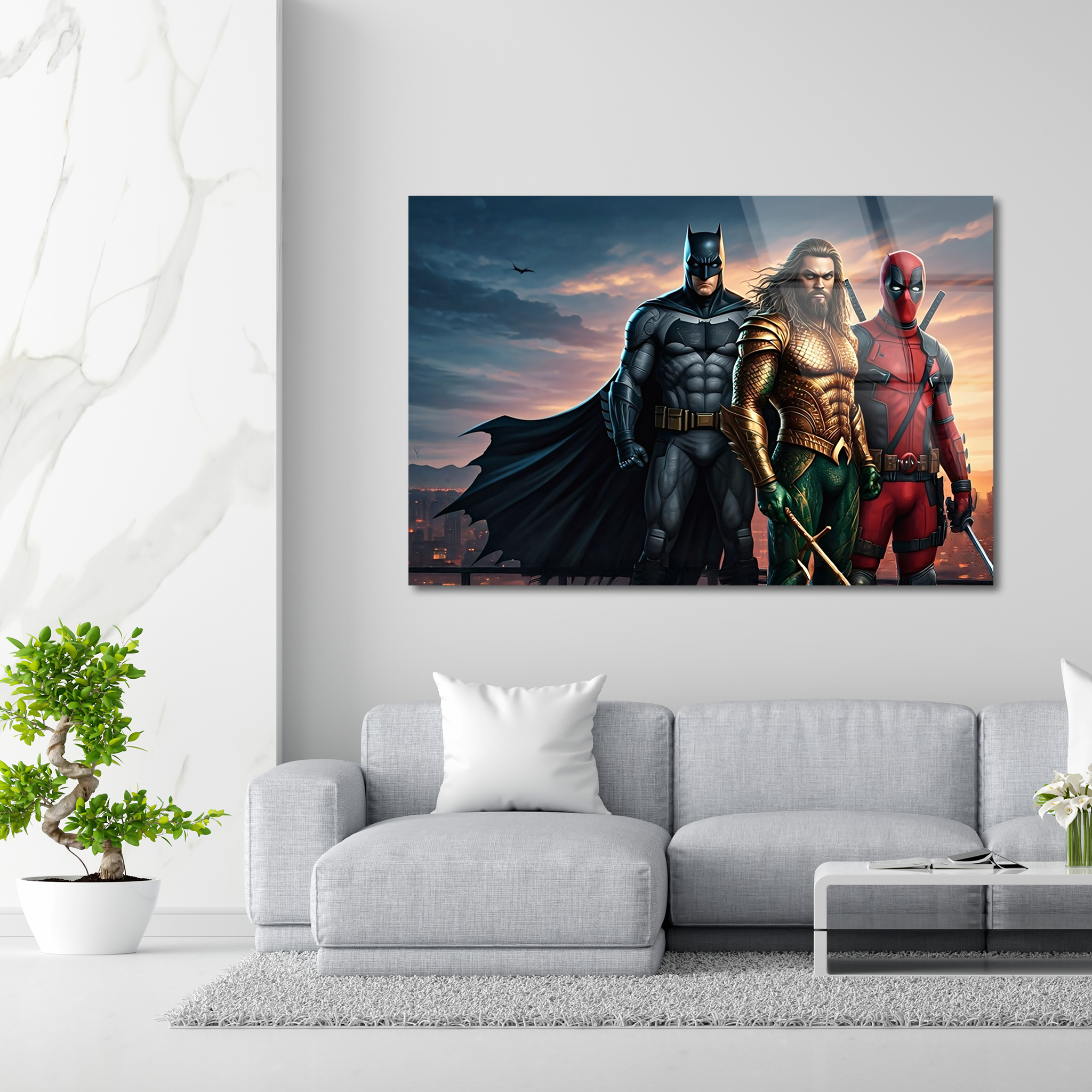 Batman, Aquaman & Deadpool | Premium HD Metal Wall Art