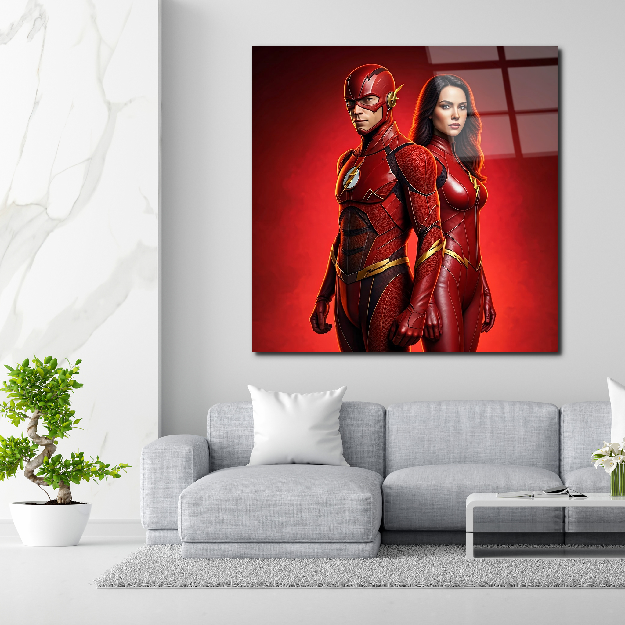Two Superheroes in Action | Premium HD Metal Wall Art