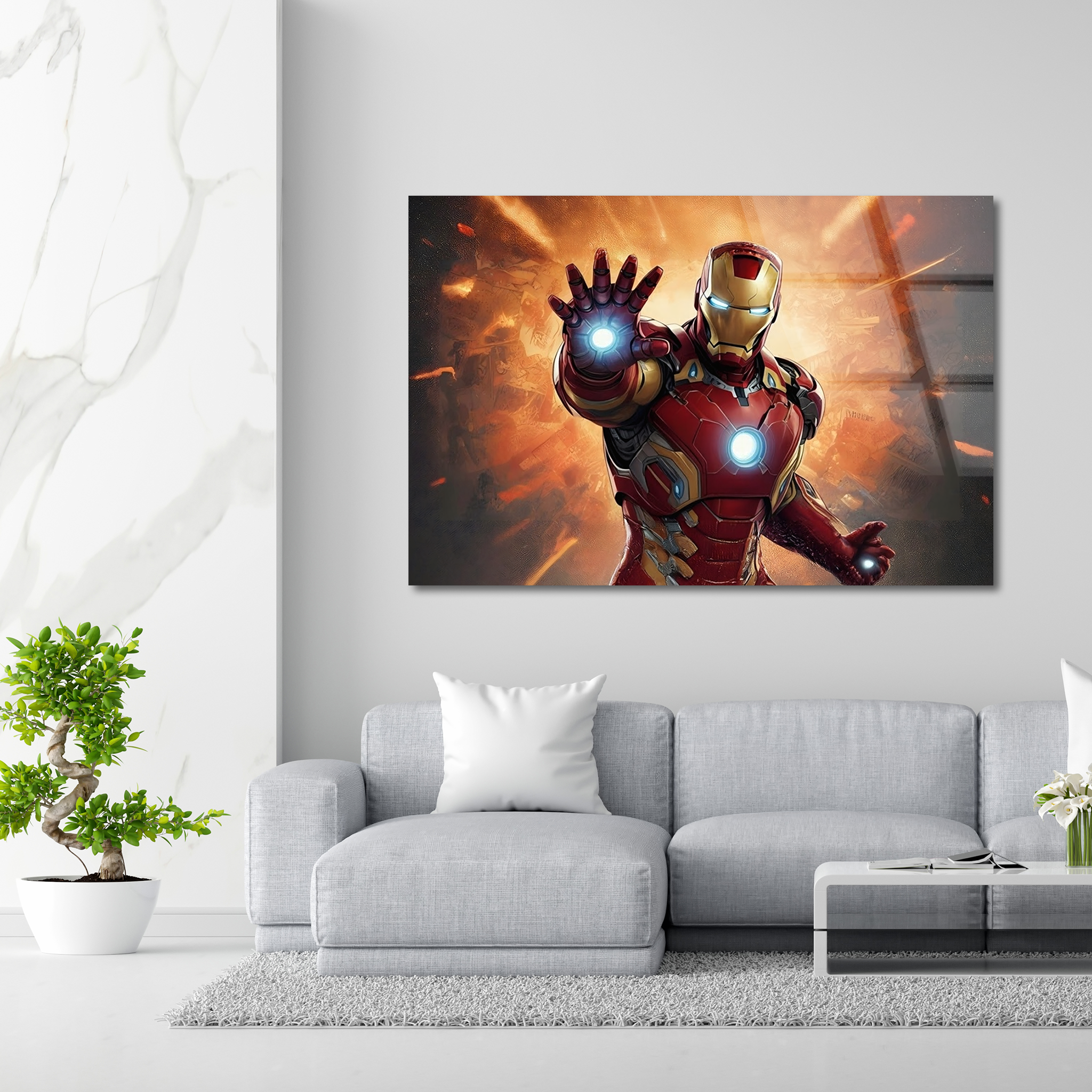 Iron Man Action Sketch | Premium HD Metal Wall Art