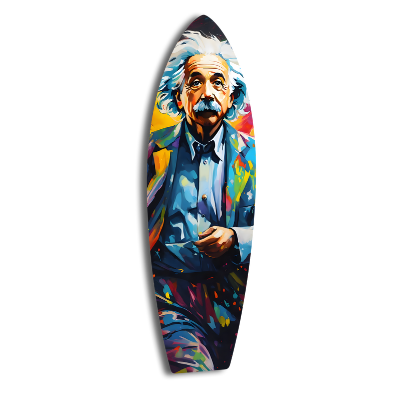 Einstein Surfboard | Premium HD Metal Wall Art