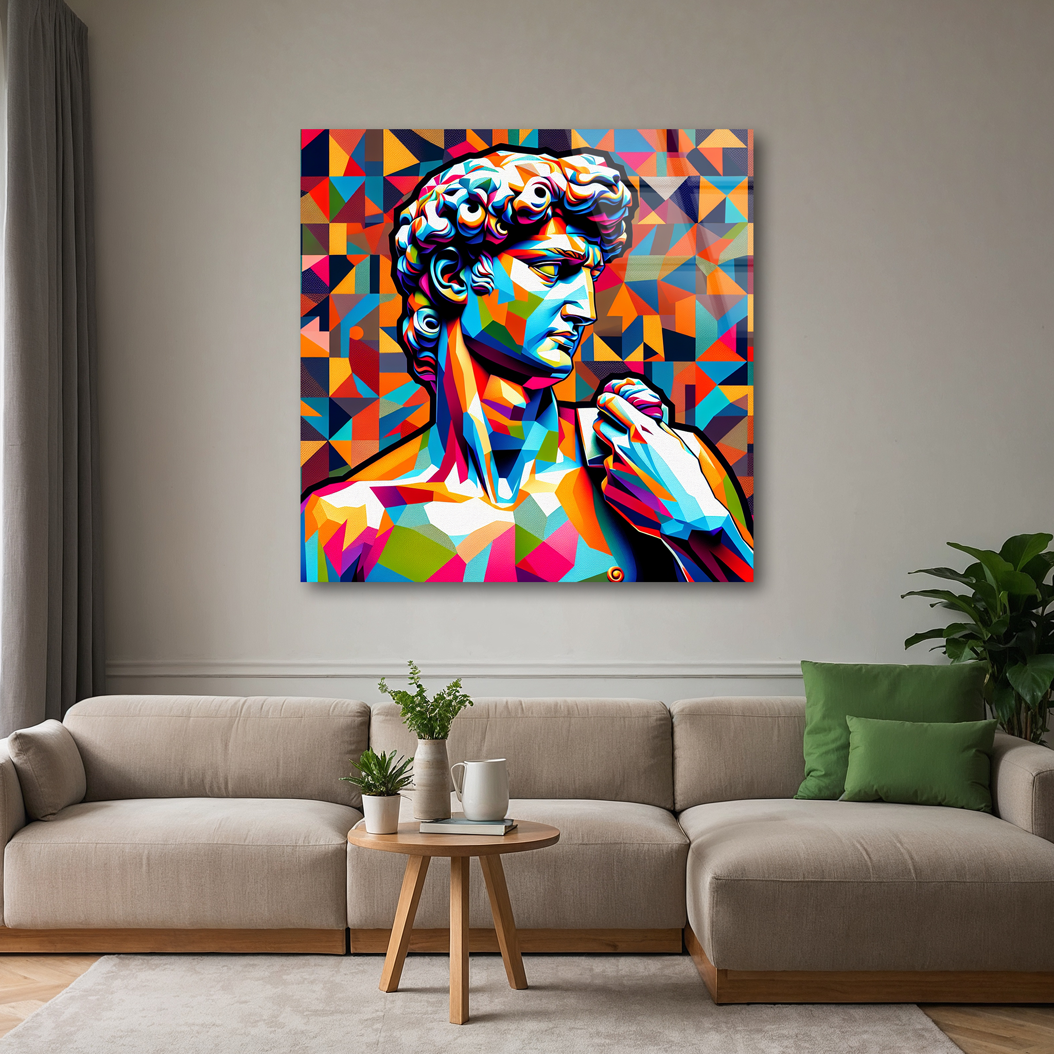 Statue of David Pop Art Painting | Premium HD Metal Wall Art