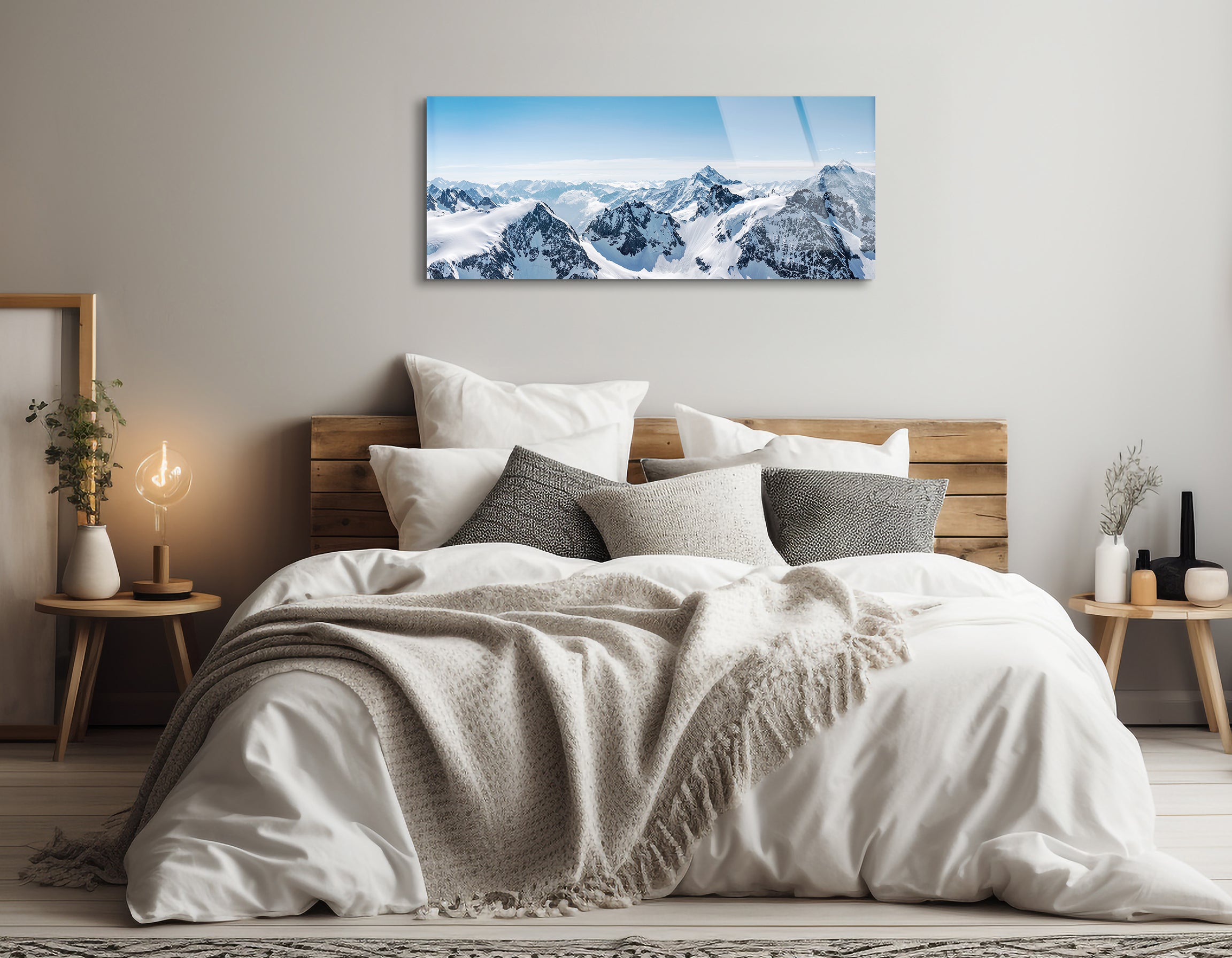 Switzerland Snow Alps Panoramic View | Premium HD Metal Wall Art