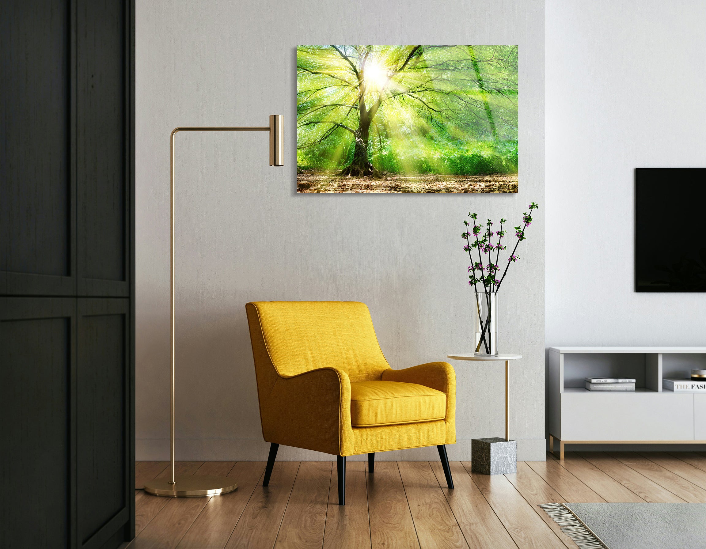 Sunlit Forest Majesty | Premium HD Metal Wall Art - DezignArt
