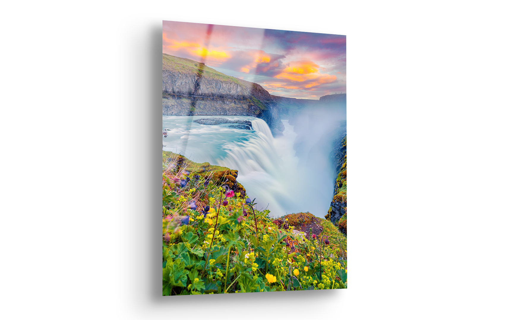 Gullfoss Waterfall at Sunrise, Iceland | Premium HD Metal Wall Art