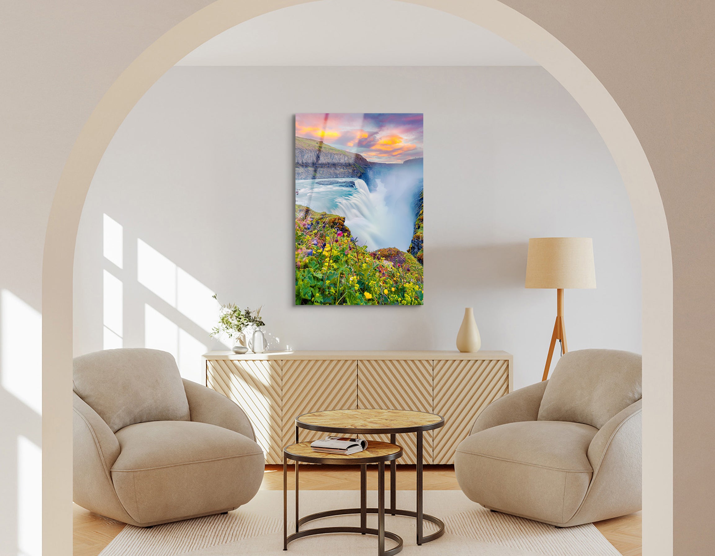 Gullfoss Waterfall at Sunrise, Iceland | Premium HD Metal Wall Art