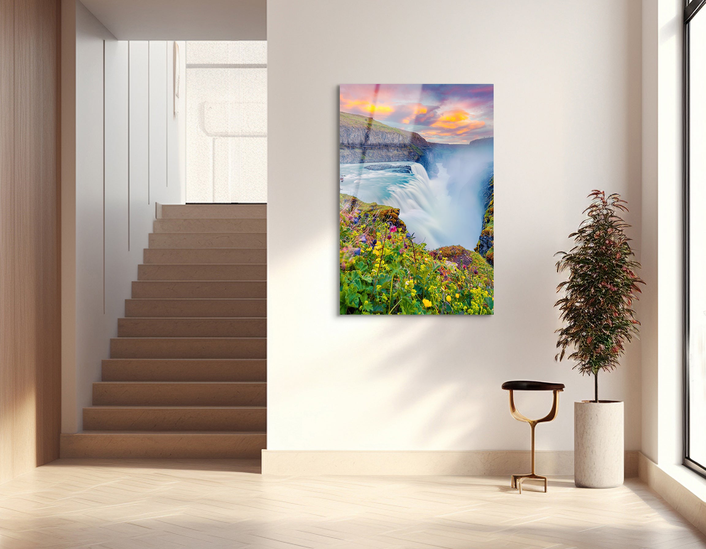 Gullfoss Waterfall at Sunrise, Iceland | Premium HD Metal Wall Art