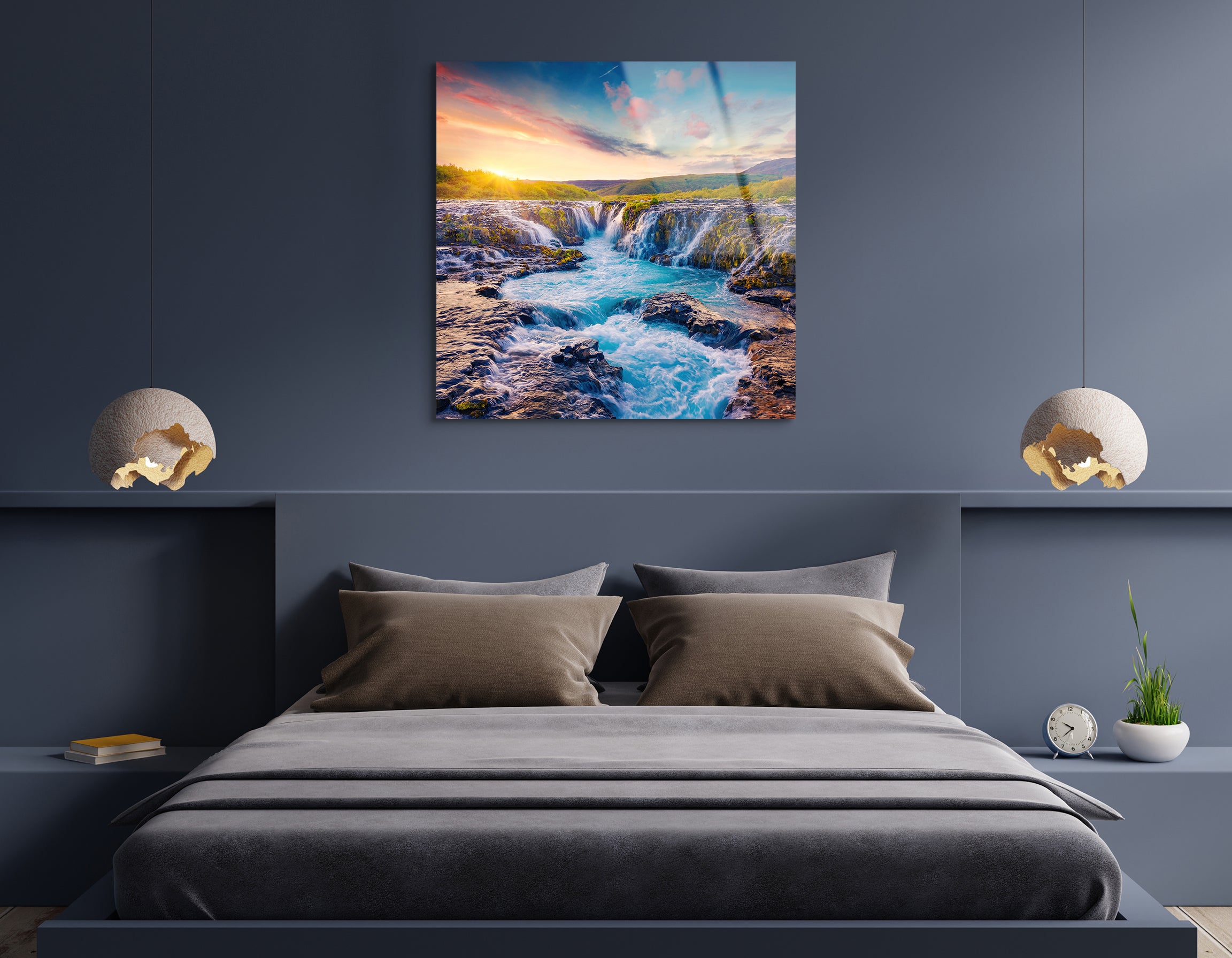 Waterfall at Sunrise | Premium HD Metal Wall Art