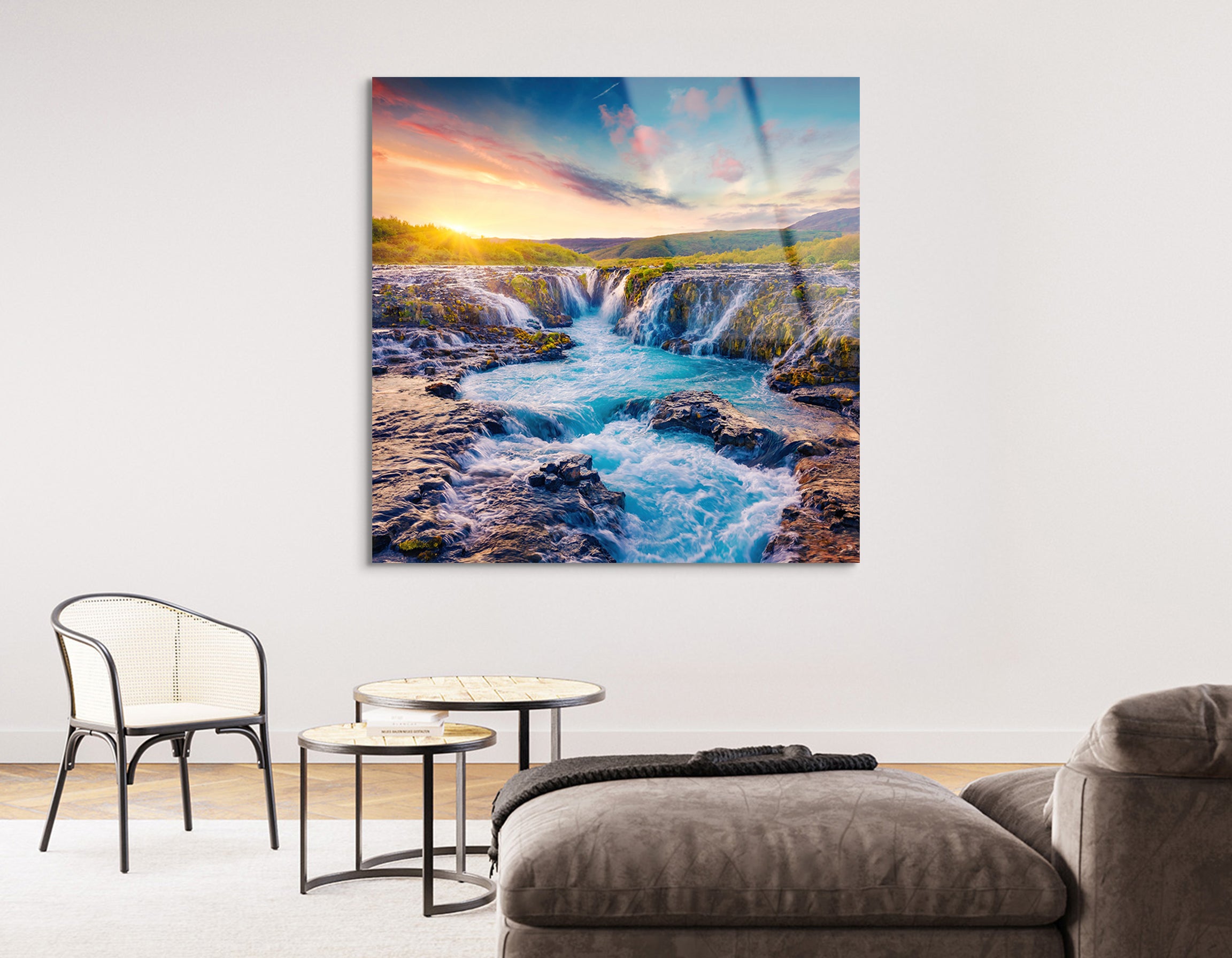 Waterfall at Sunrise | Premium HD Metal Wall Art