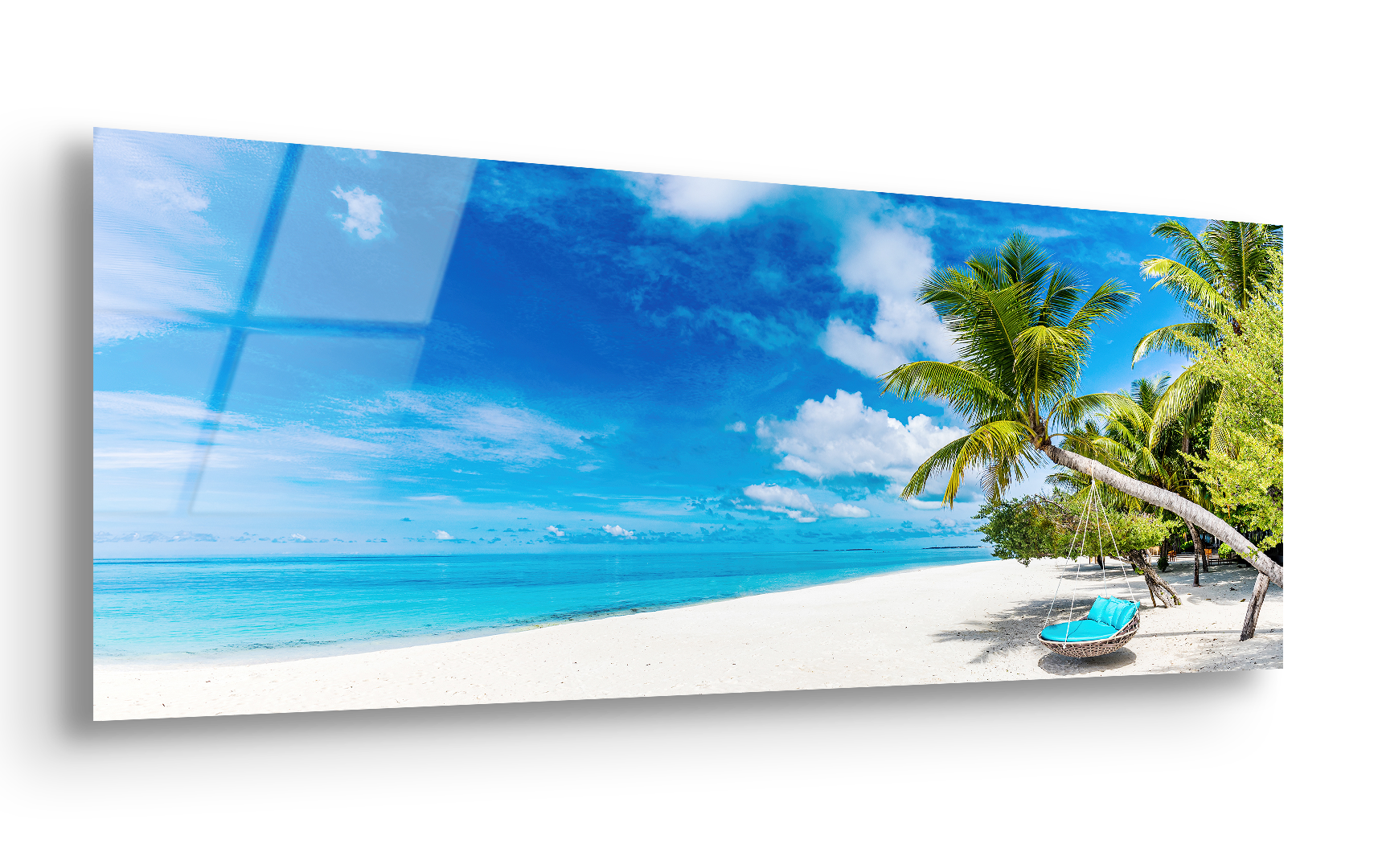 Tropical Beach Paradise with Swing | Premium HD Metal Wall Art