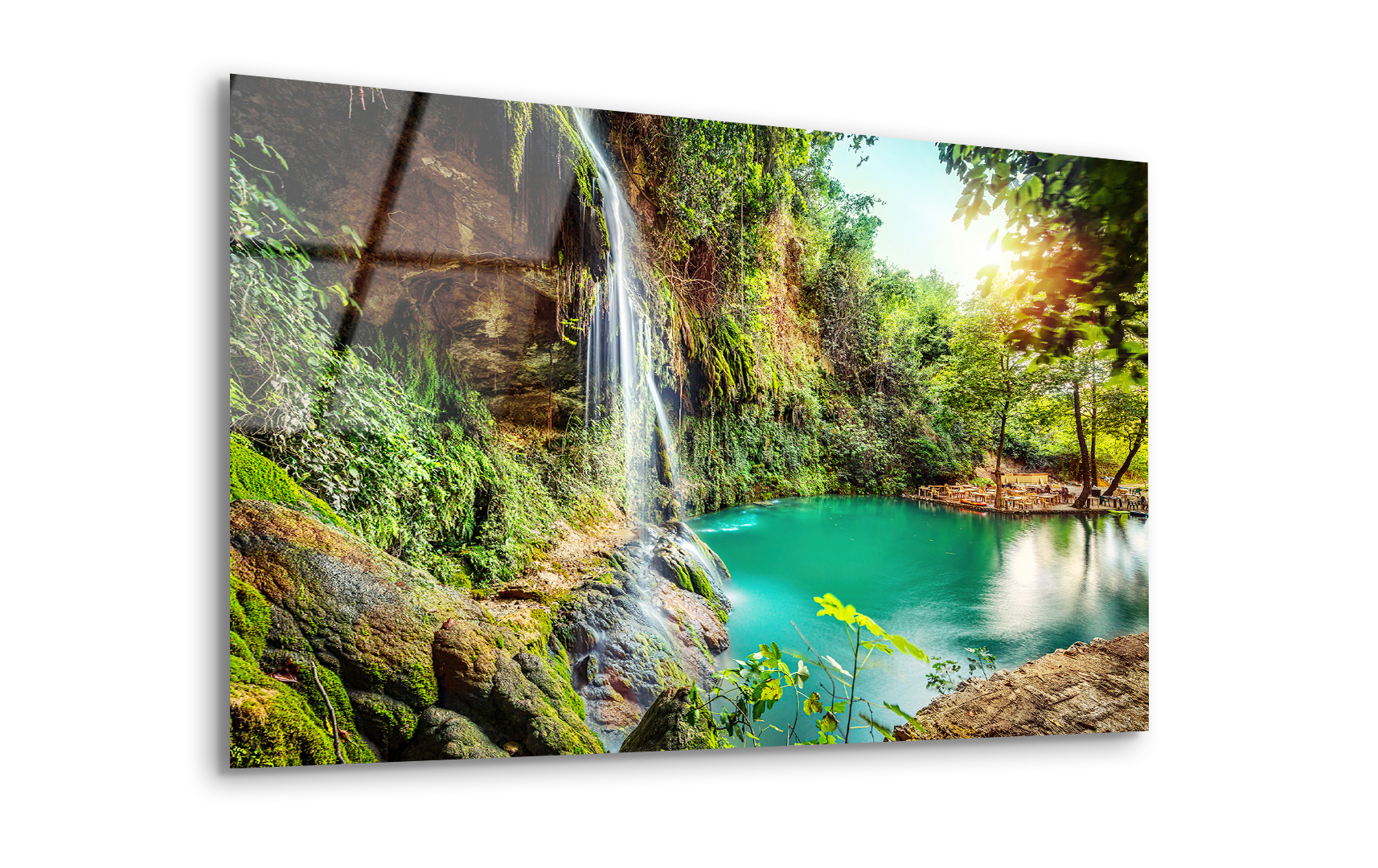 Waterfall Lagoon in Baakleen, Lebanon | Premium HD Metal Wall Art