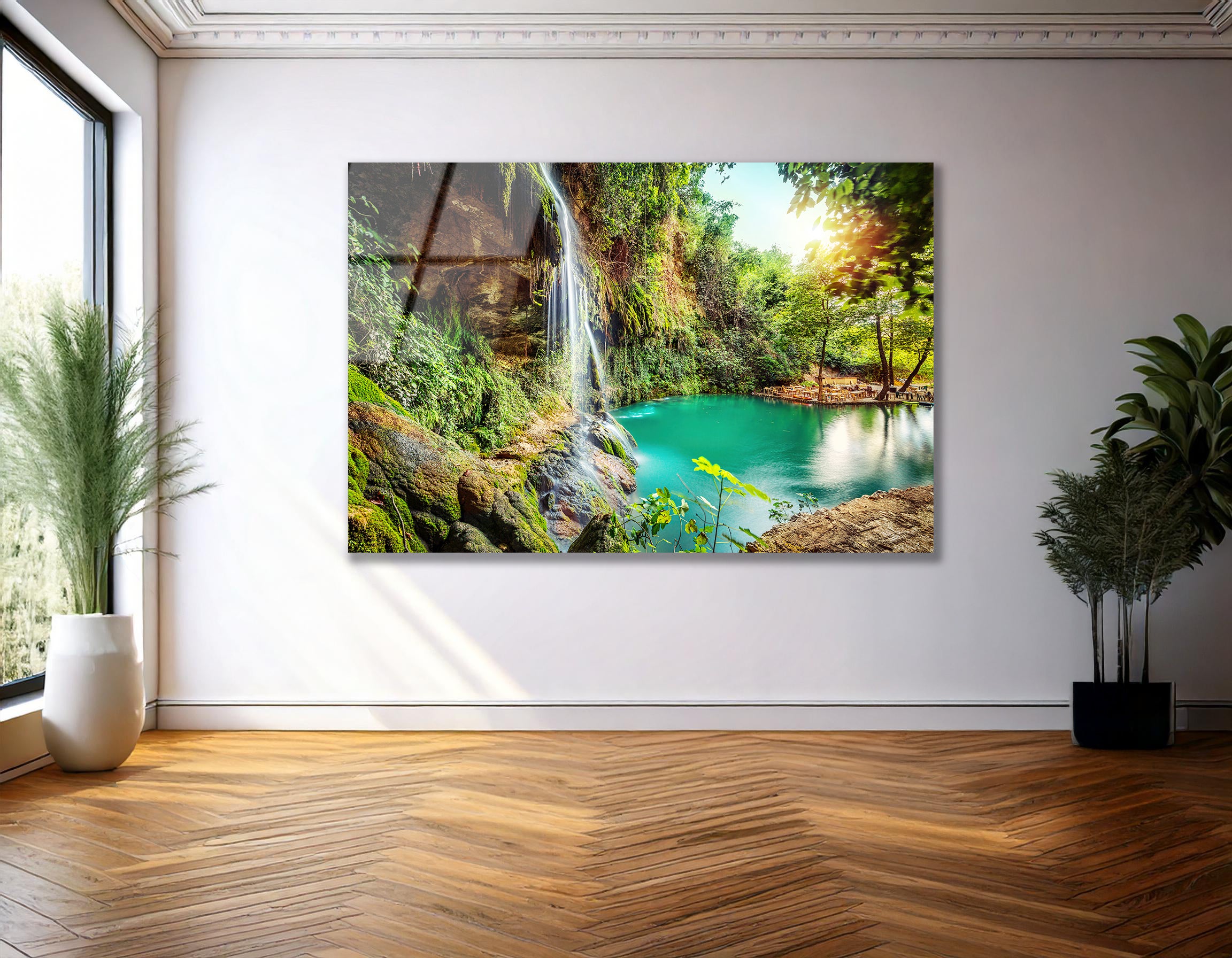 Waterfall Lagoon in Baakleen, Lebanon | Premium HD Metal Wall Art