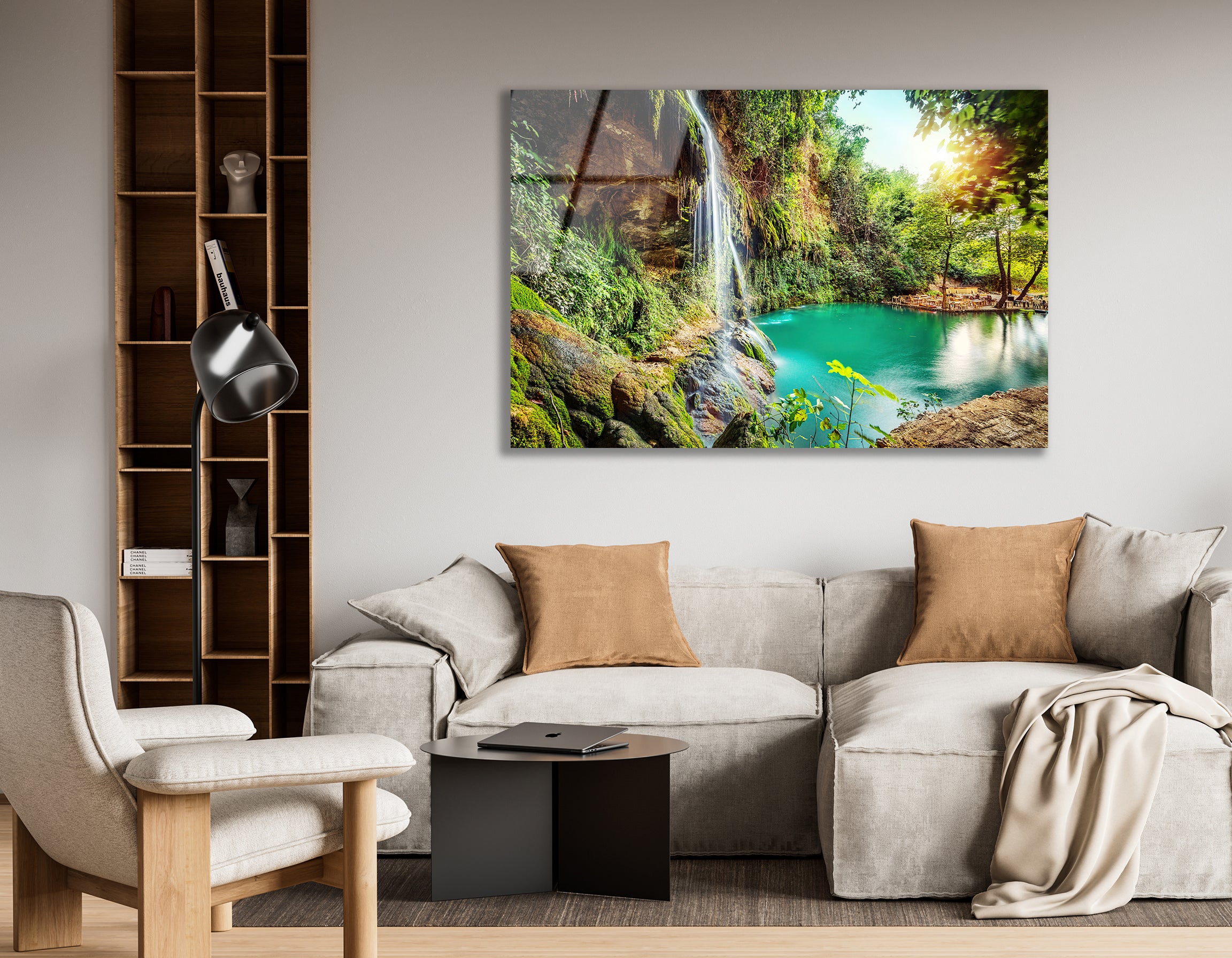 Waterfall Lagoon in Baakleen, Lebanon | Premium HD Metal Wall Art