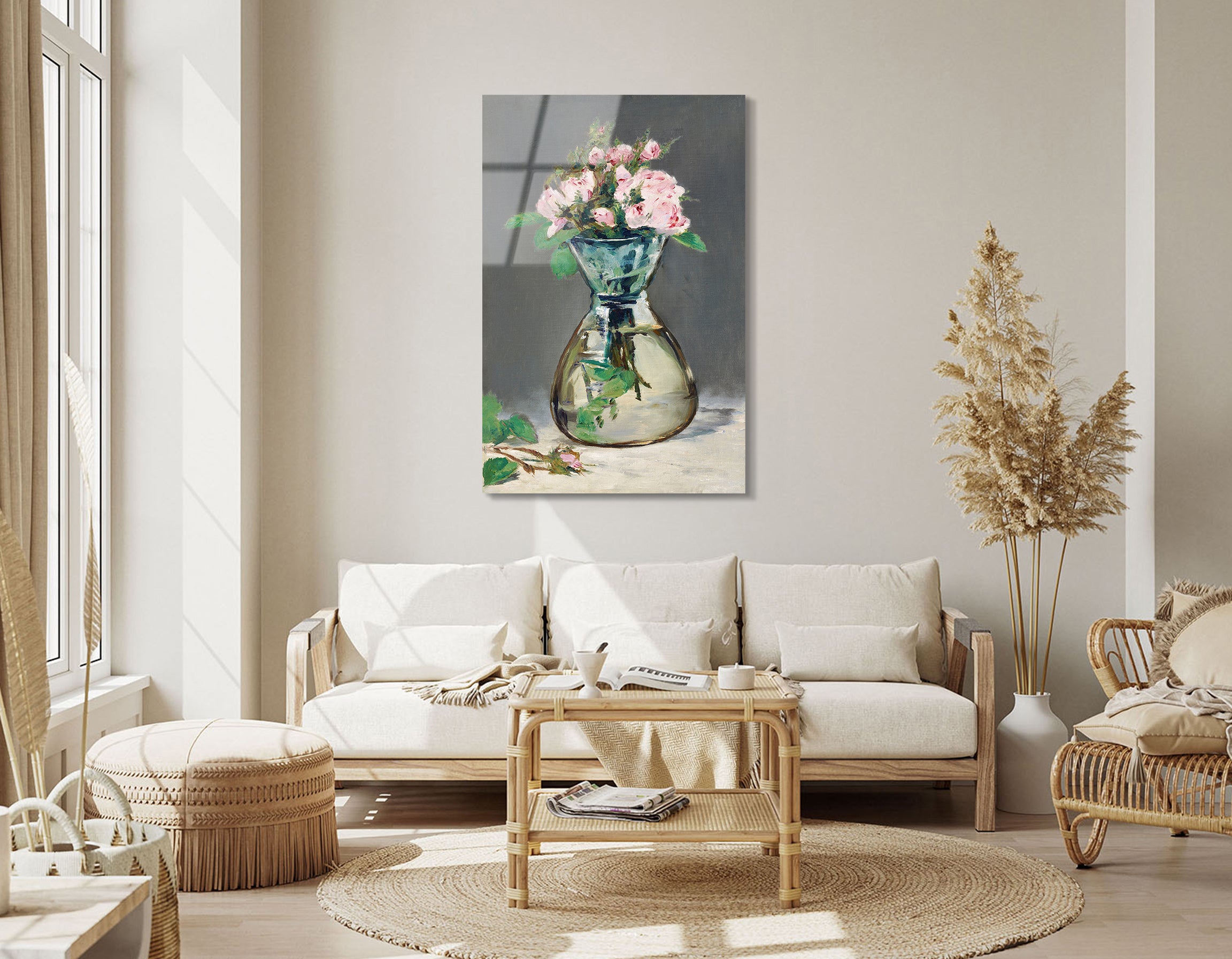 Moss Roses in a Vase (1882) by Édouard Manet | Premium HD Metal Wall Art