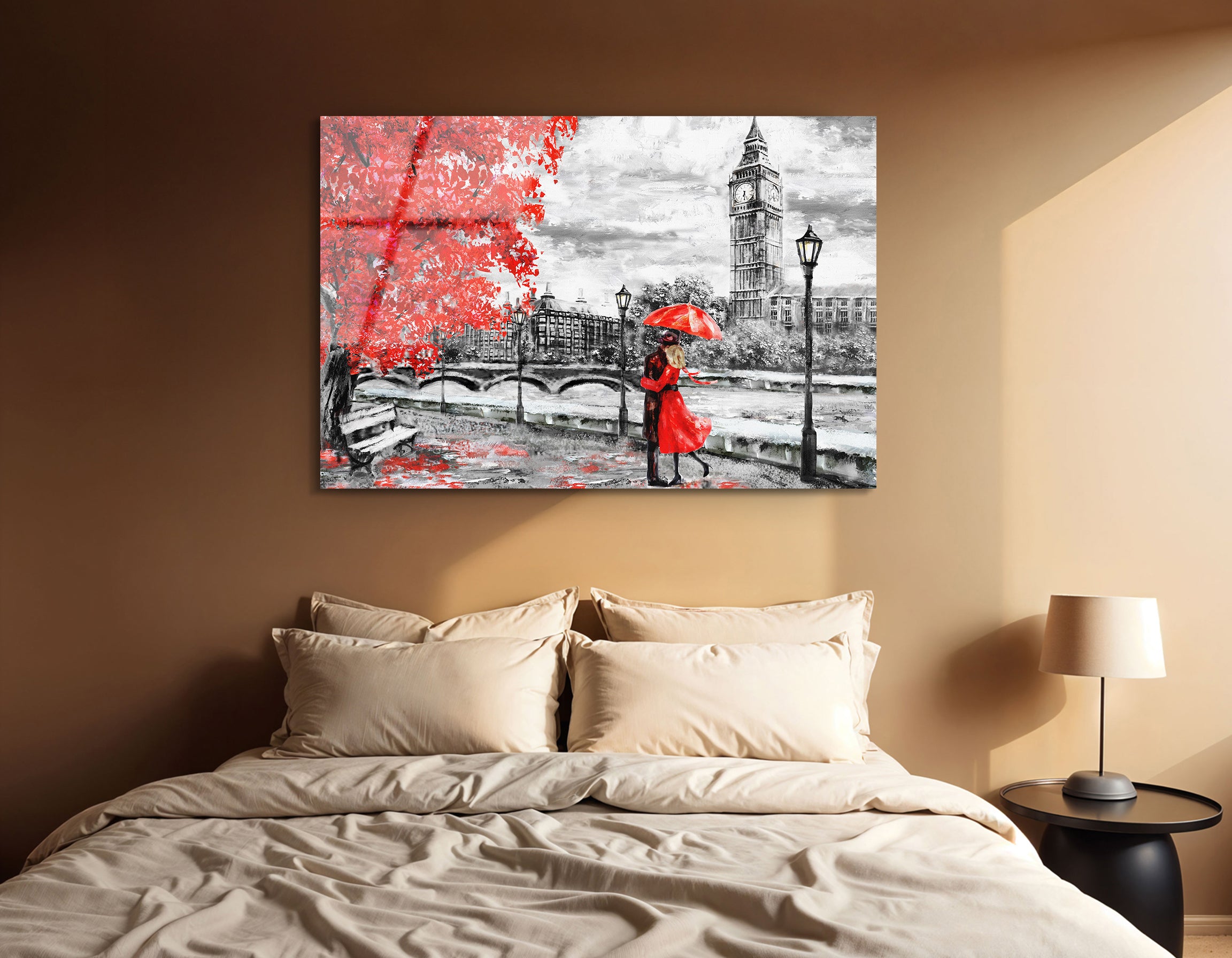 Romantic London Street Scene Drawing | Premium HD Metal Wall Art - DezignArt