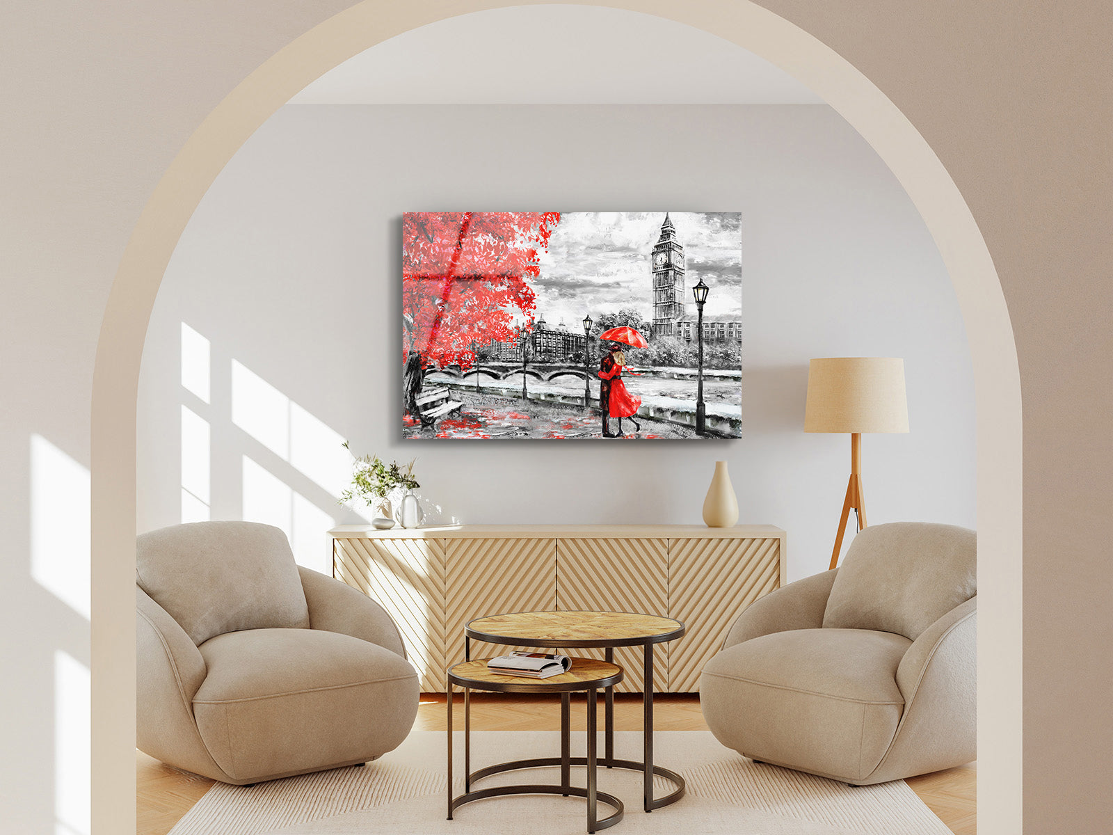 Romantic London Street Scene Drawing | Premium HD Metal Wall Art - DezignArt