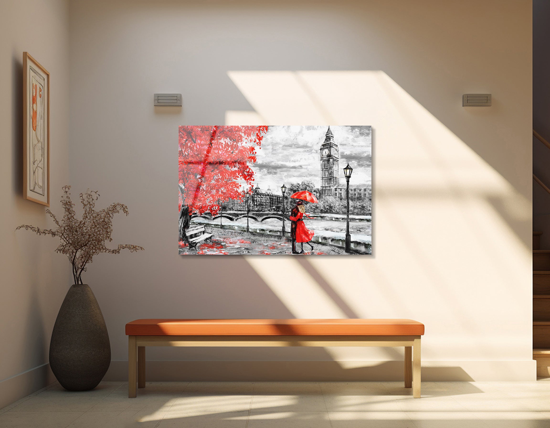 Romantic London Street Scene Drawing | Premium HD Metal Wall Art - DezignArt