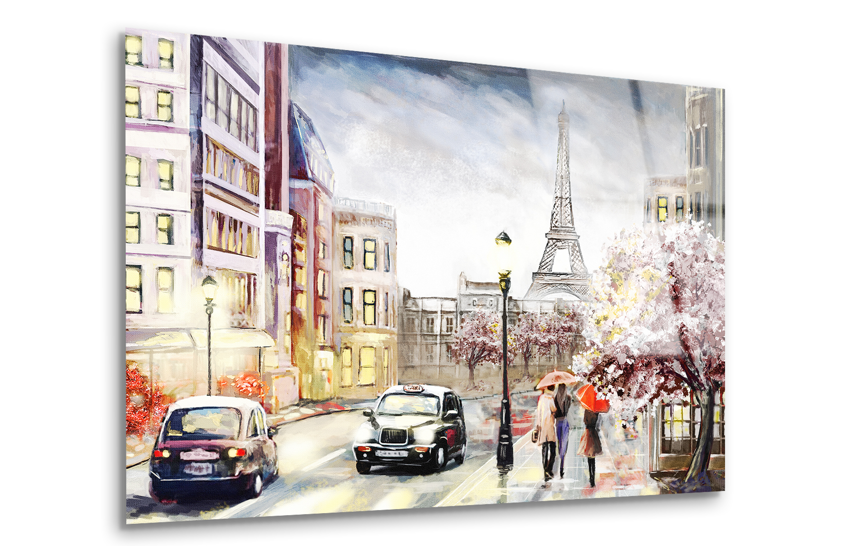 Romantic Paris Street Scene Drawing | Premium HD Metal Wall Art - DezignArt