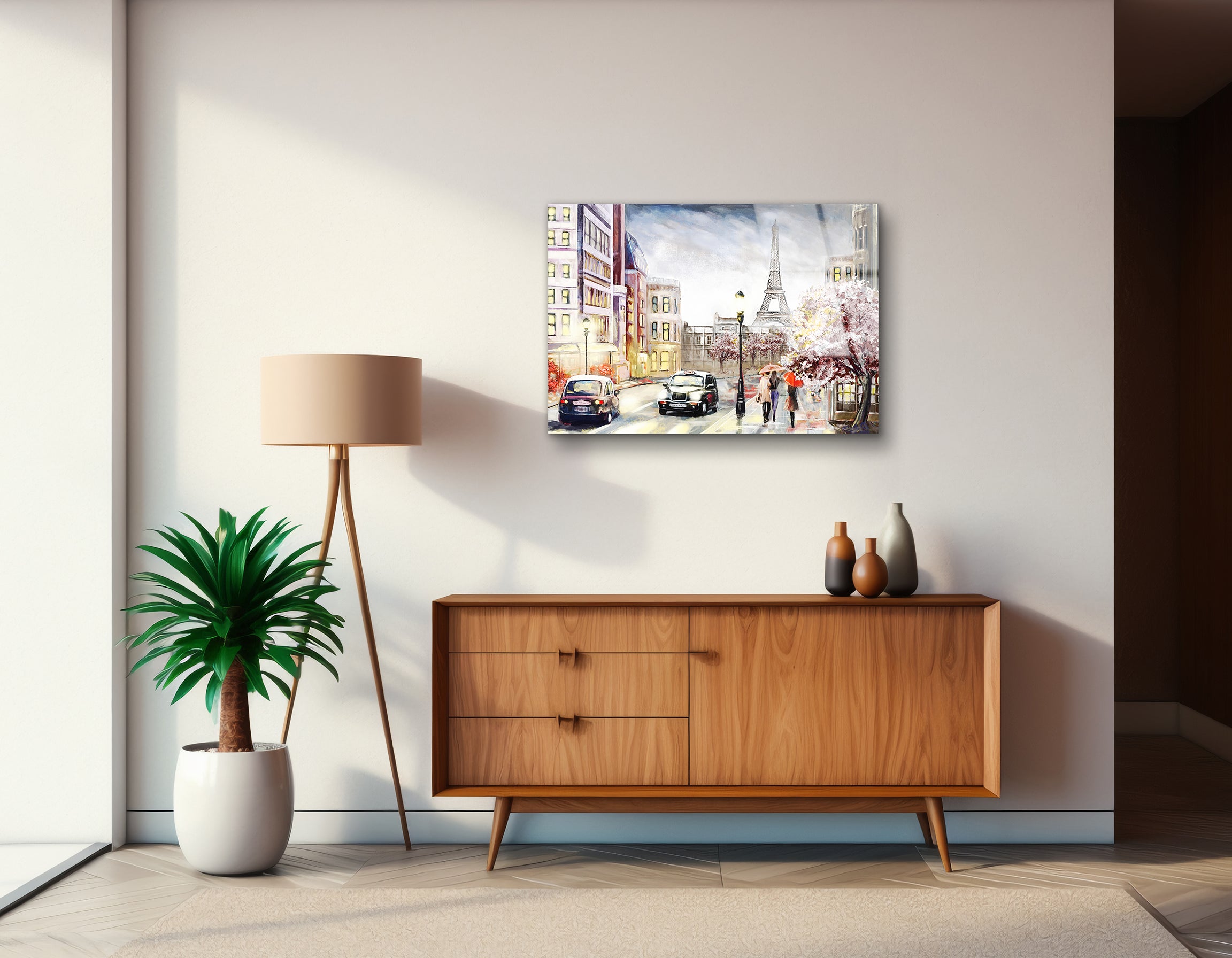 Romantic Paris Street Scene Drawing | Premium HD Metal Wall Art - DezignArt