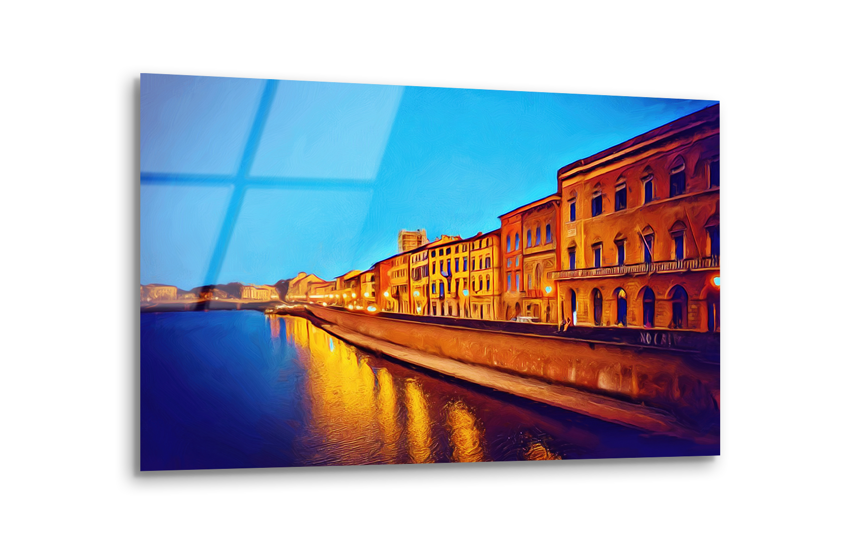 River Arno & Old Italian Houses Drawing | Premium HD Metal Wall Art - DezignArt