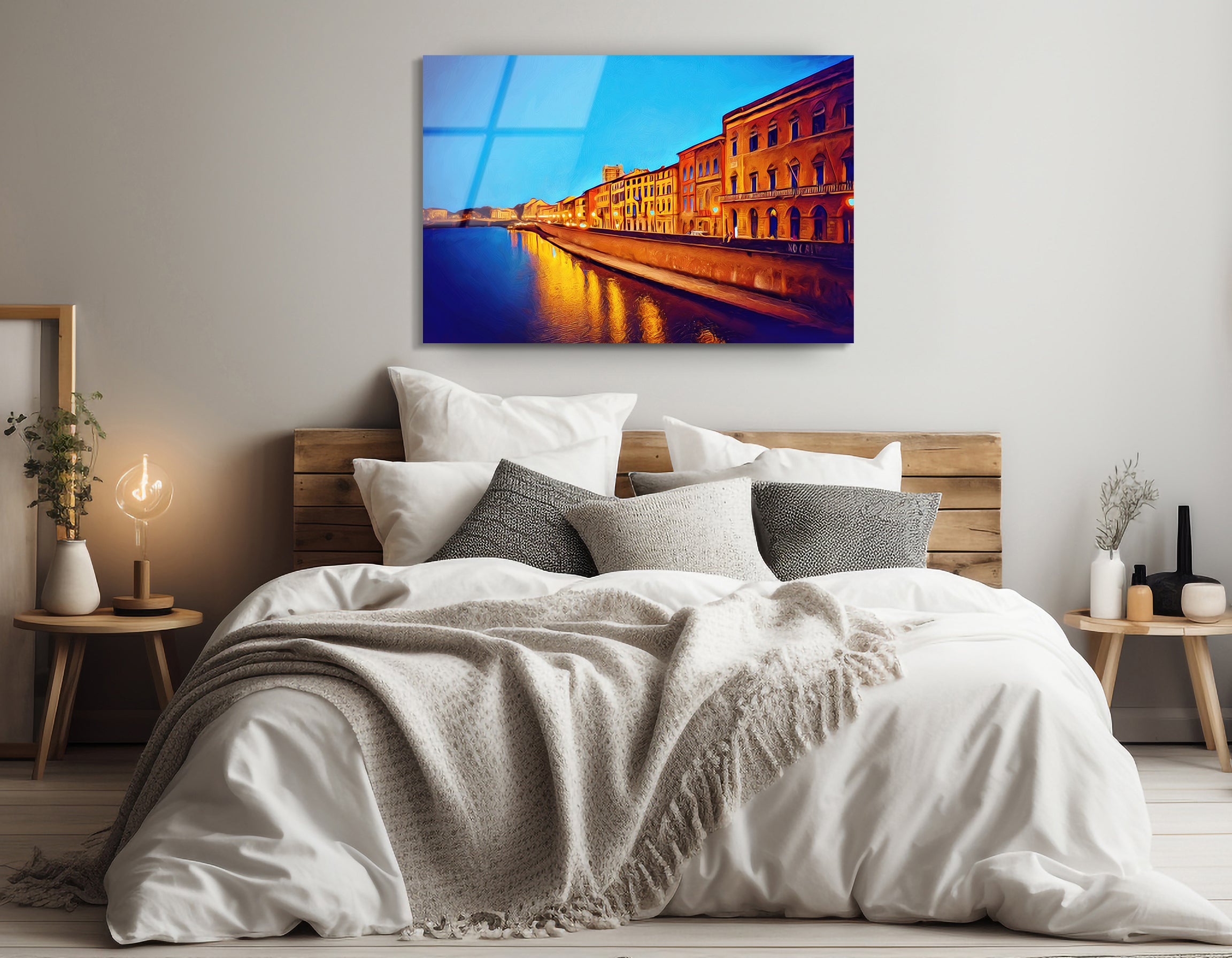 River Arno & Old Italian Houses Drawing | Premium HD Metal Wall Art - DezignArt