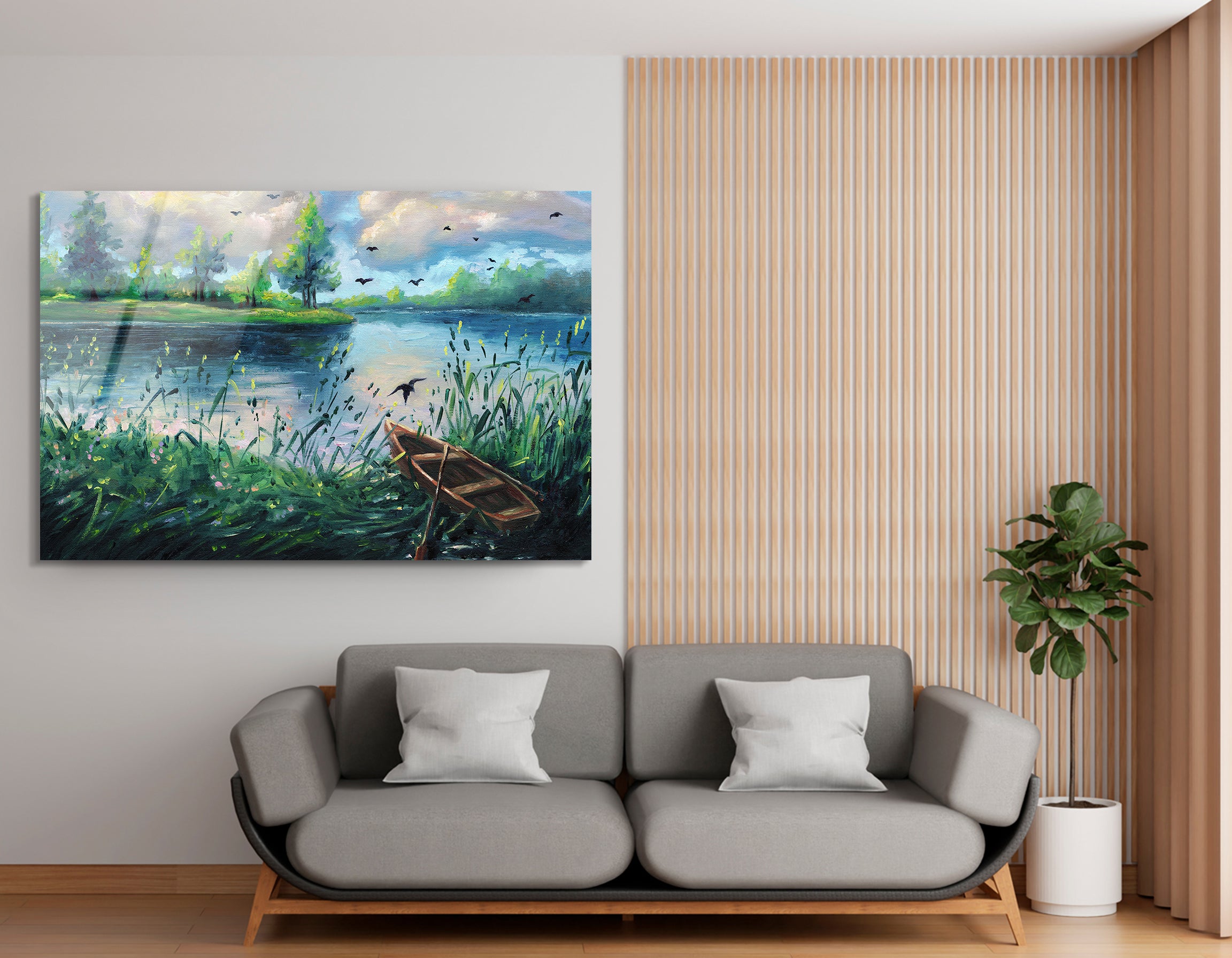 Summer Forest Landscape Drawing | Premium HD Metal Wall Art - DezignArt