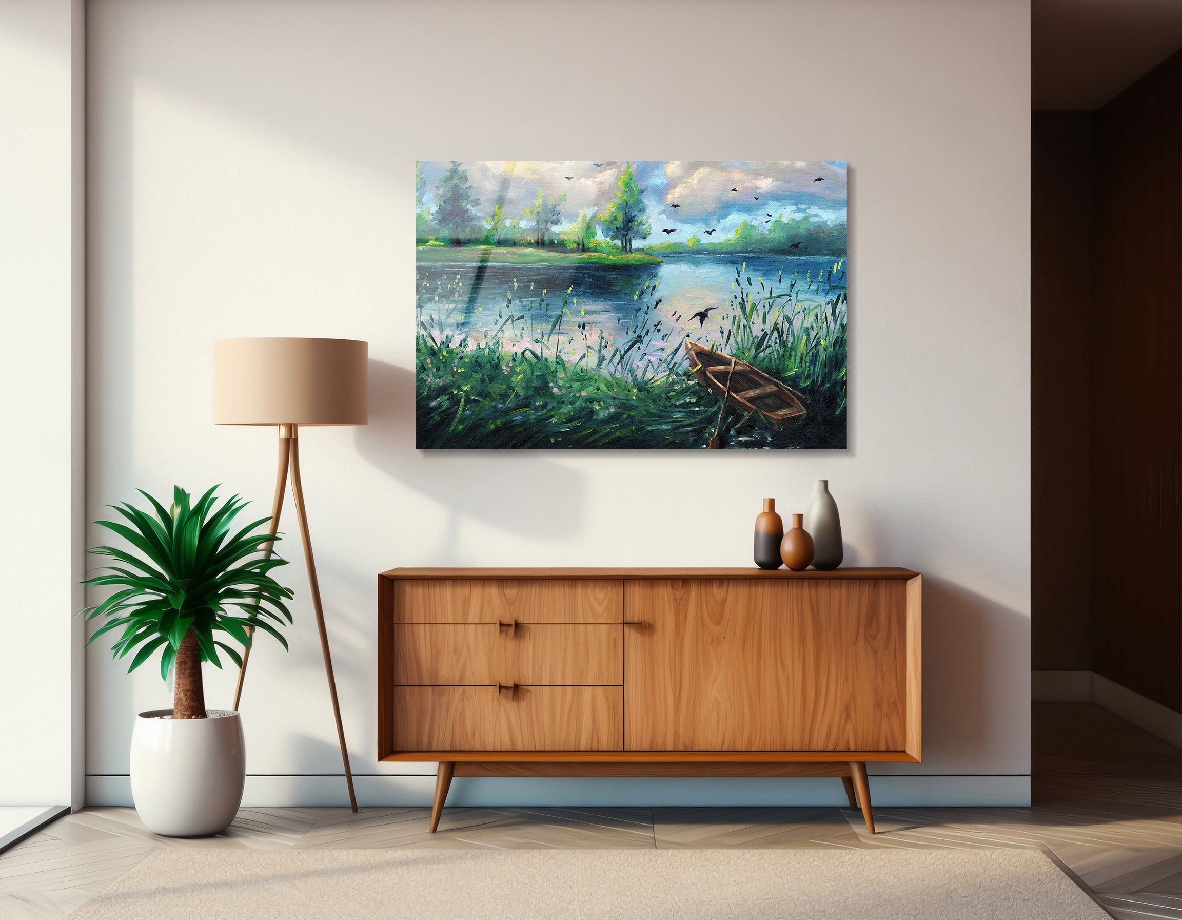 Summer Forest Landscape Drawing | Premium HD Metal Wall Art - DezignArt