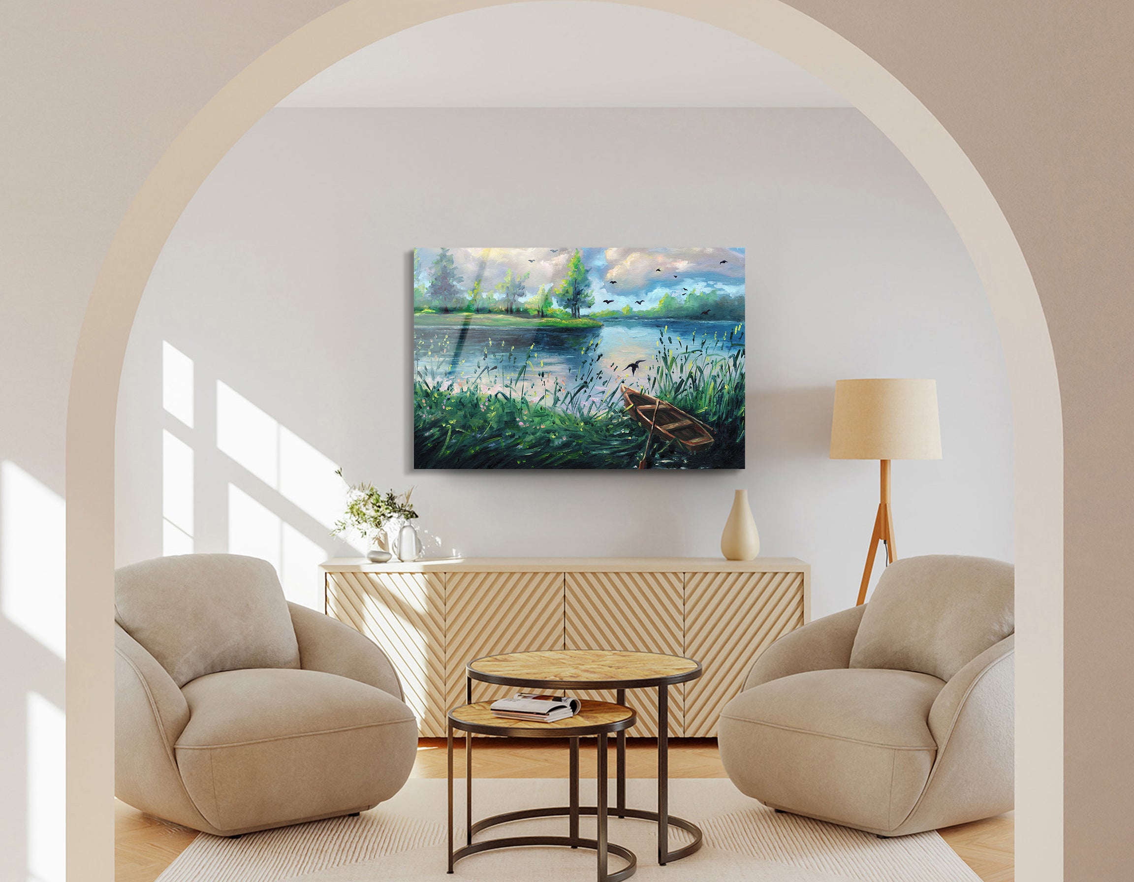 Summer Forest Landscape Drawing | Premium HD Metal Wall Art - DezignArt