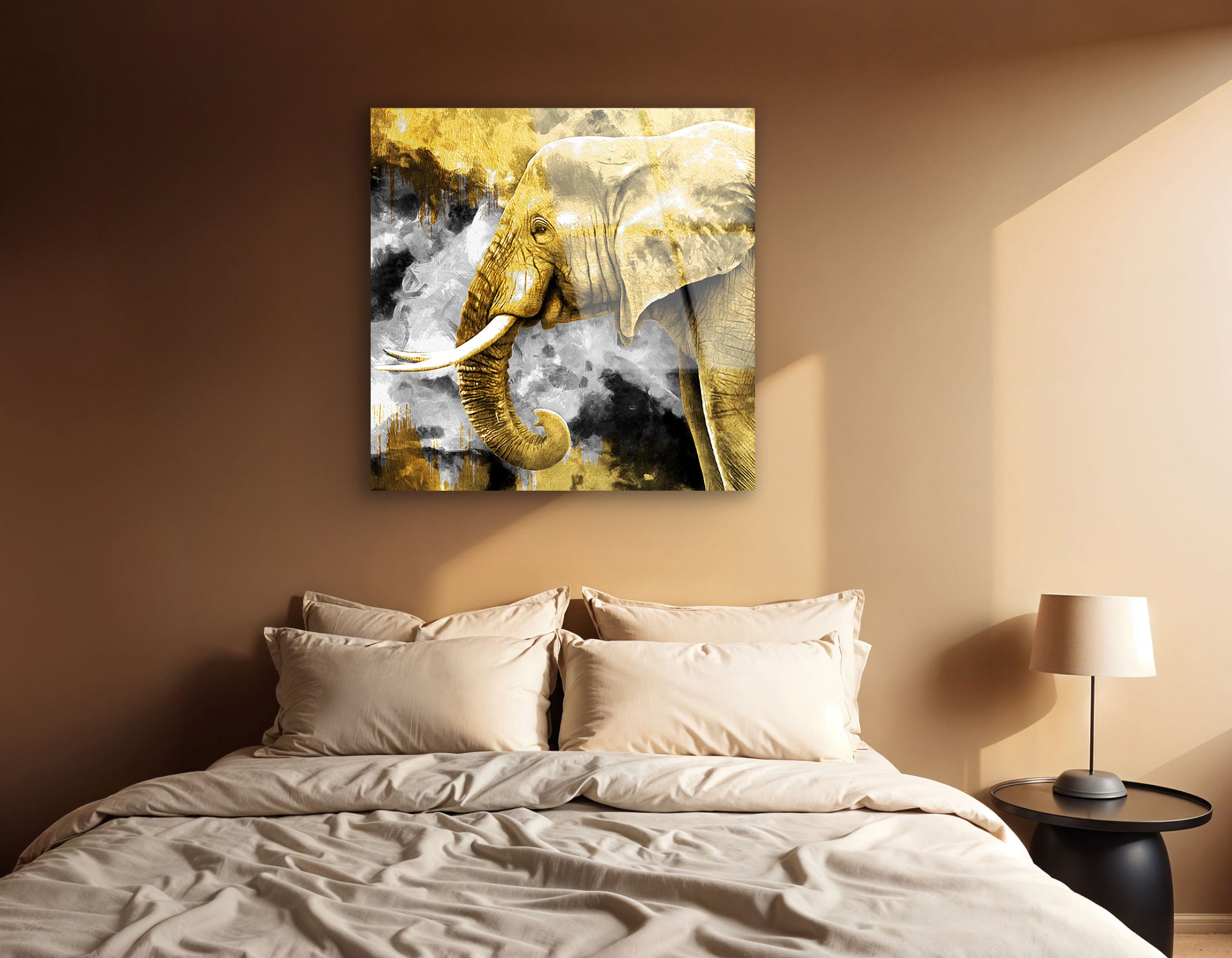 Modern Abstract Elephant Face Painting | Premium HD Metal Wall Art