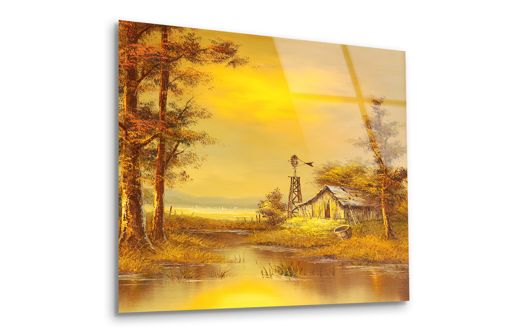 Vintage Country Landscape Oil Painting | Premium HD Metal Wall Art