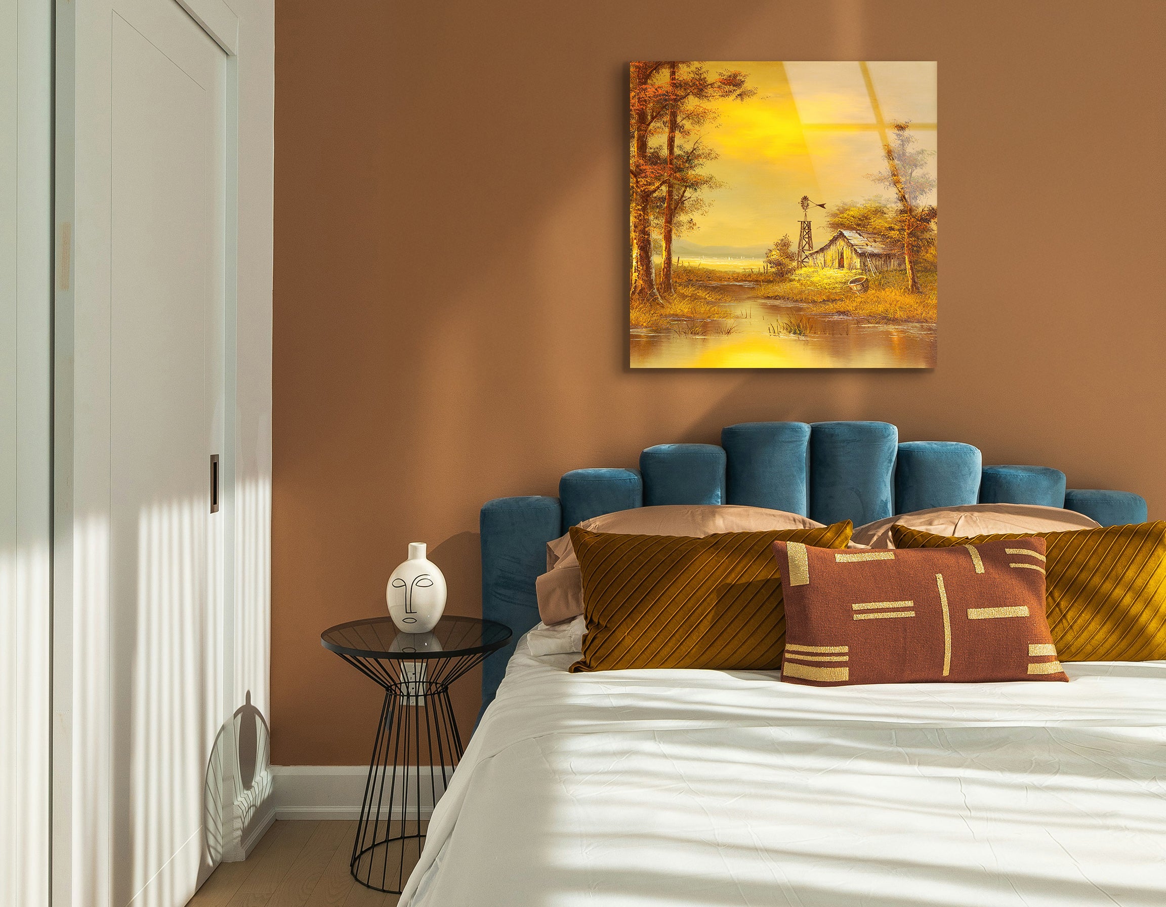 Vintage Country Landscape Oil Painting | Premium HD Metal Wall Art