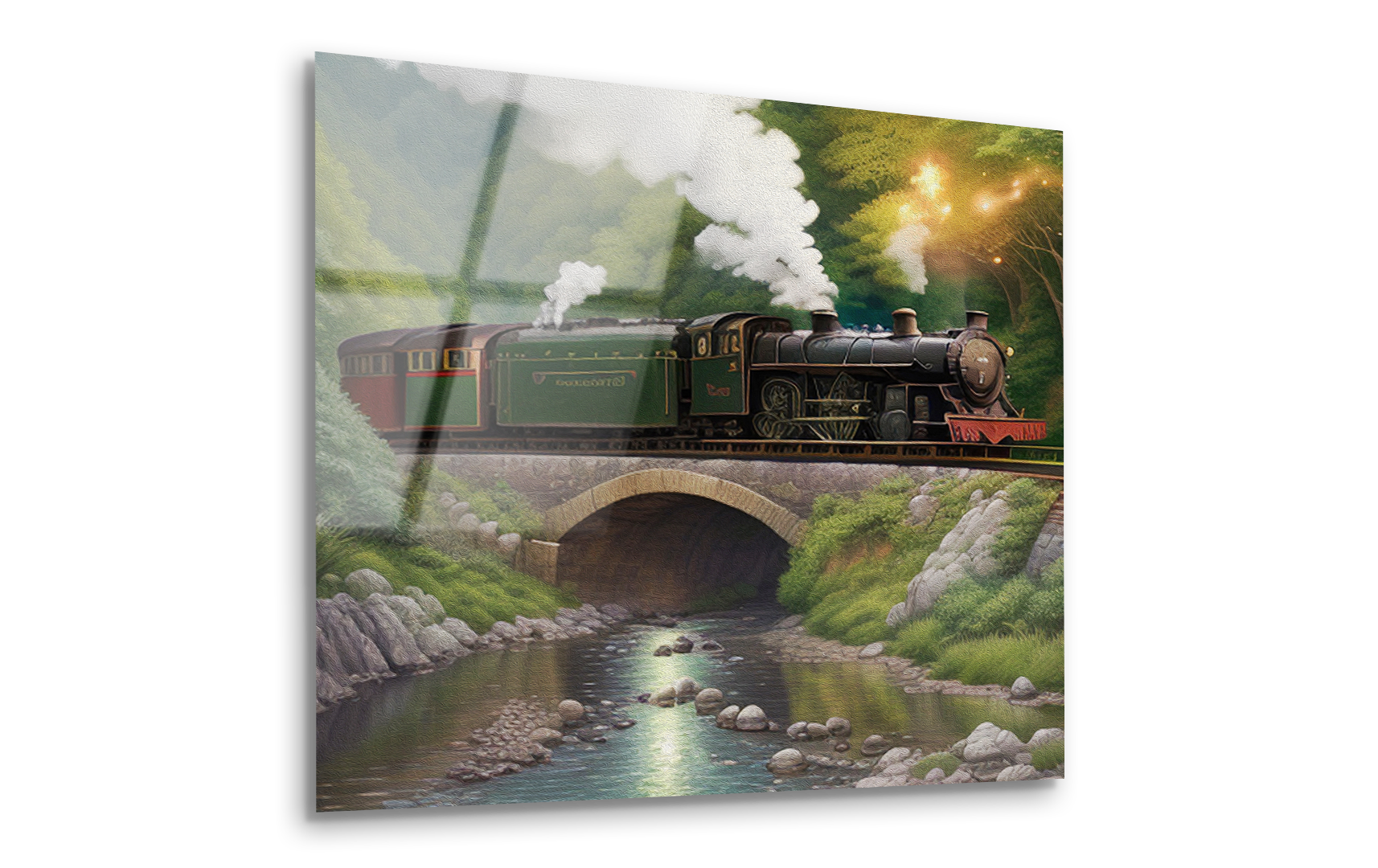 Steam Train on the Railway | Premium HD Metal Wall Art