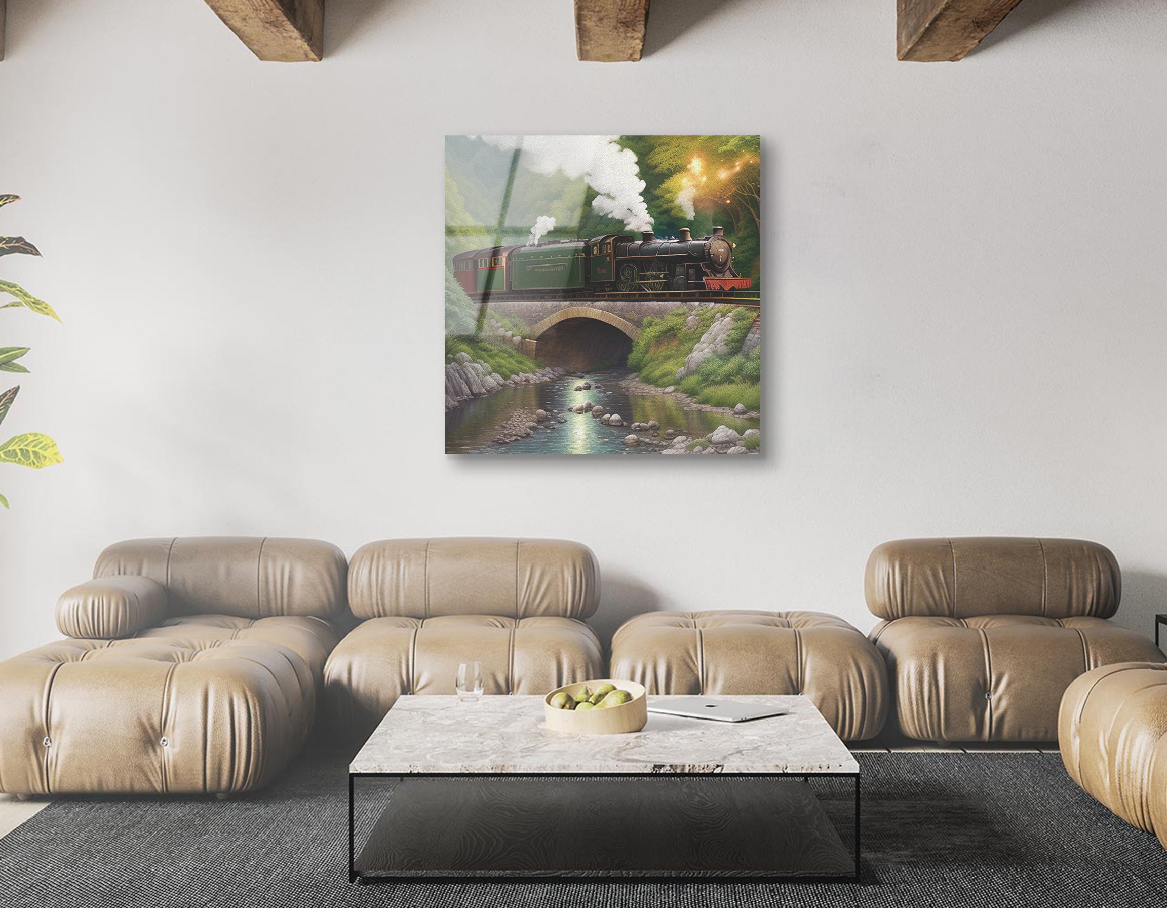 Steam Train on the Railway | Premium HD Metal Wall Art