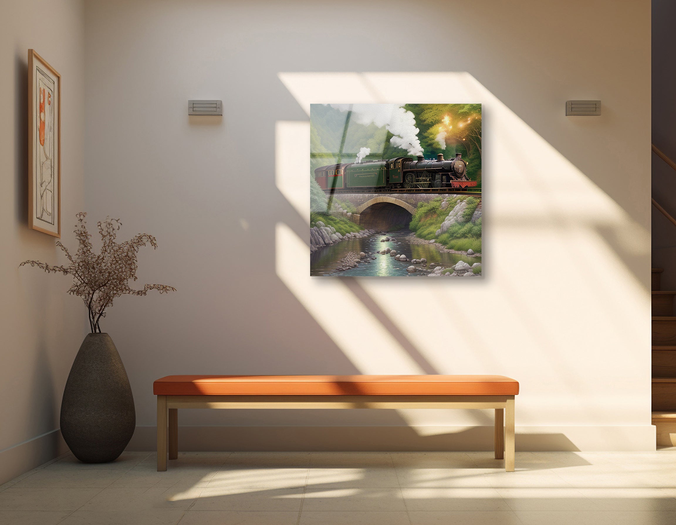 Steam Train on the Railway | Premium HD Metal Wall Art