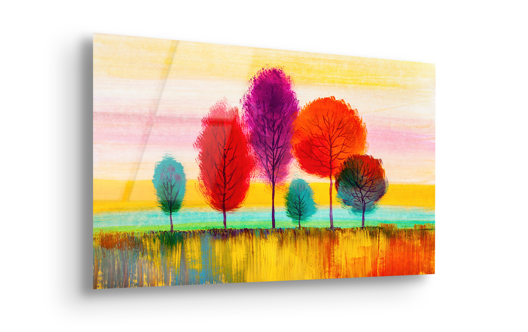 Colorful Trees Landscape | Premium HD Metal Wall Art