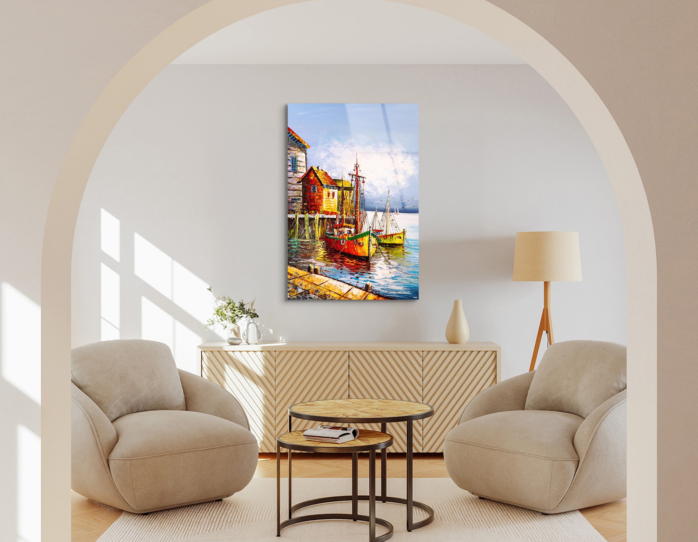 Oil Painting Romantic Venice Canal Scene | Premium HD Metal Wall Art